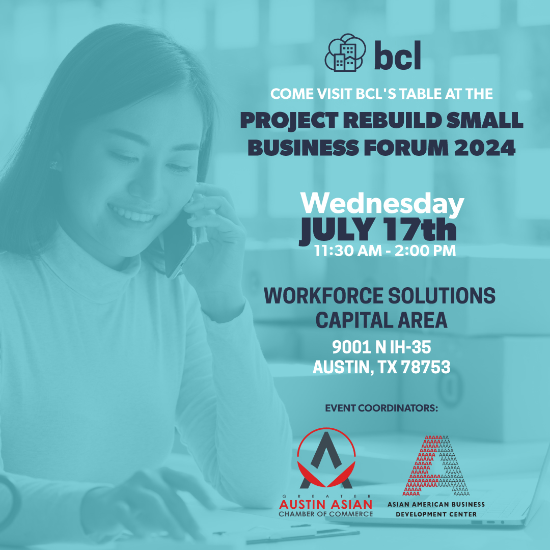 bcloftexas's tweet image. BCL is proud to announce that we are participating in this year’s Project Rebuild Small Business Forum 2024, coordinated by GAACC and @AABDC!
Learn more and RSVP at: bit.ly/4czV2Da 

#AAPI #AAPIBusinessOwner #AAPIBusiness #SmallBusiness #ProjectRebuild2024
