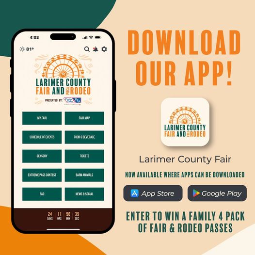 LarimerCounty's tweet photo. Larimer County Fair and PRCA Rodeo
Step right up to a whole new fair experience! ๐ท๐ท Introducing the official #LarimerCounty Fair app โ your ultimate guide to rides, events, and all the fun under the Colorado sun. Download now & let the good times roll! ๐ท๐ท
#LarimerCountyFair https://t.co/MJgrGMa97x