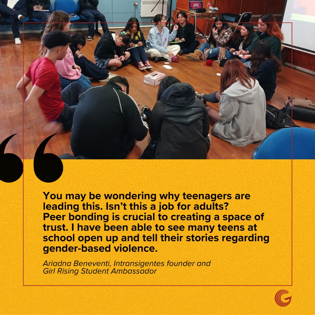 girlrising's tweet photo. Meet #AriadnaBeneventi! At 17, she advocated against gender-based violence in #Chile, rallying youth & founding the nonprofit #Intransigentes. Join us in amplifying voices like hers & read her firsthand account of starting a movement https://t.co/WmbuaD3zcX #WorldYouthSkillsDay https://t.co/uGIgli7GOa