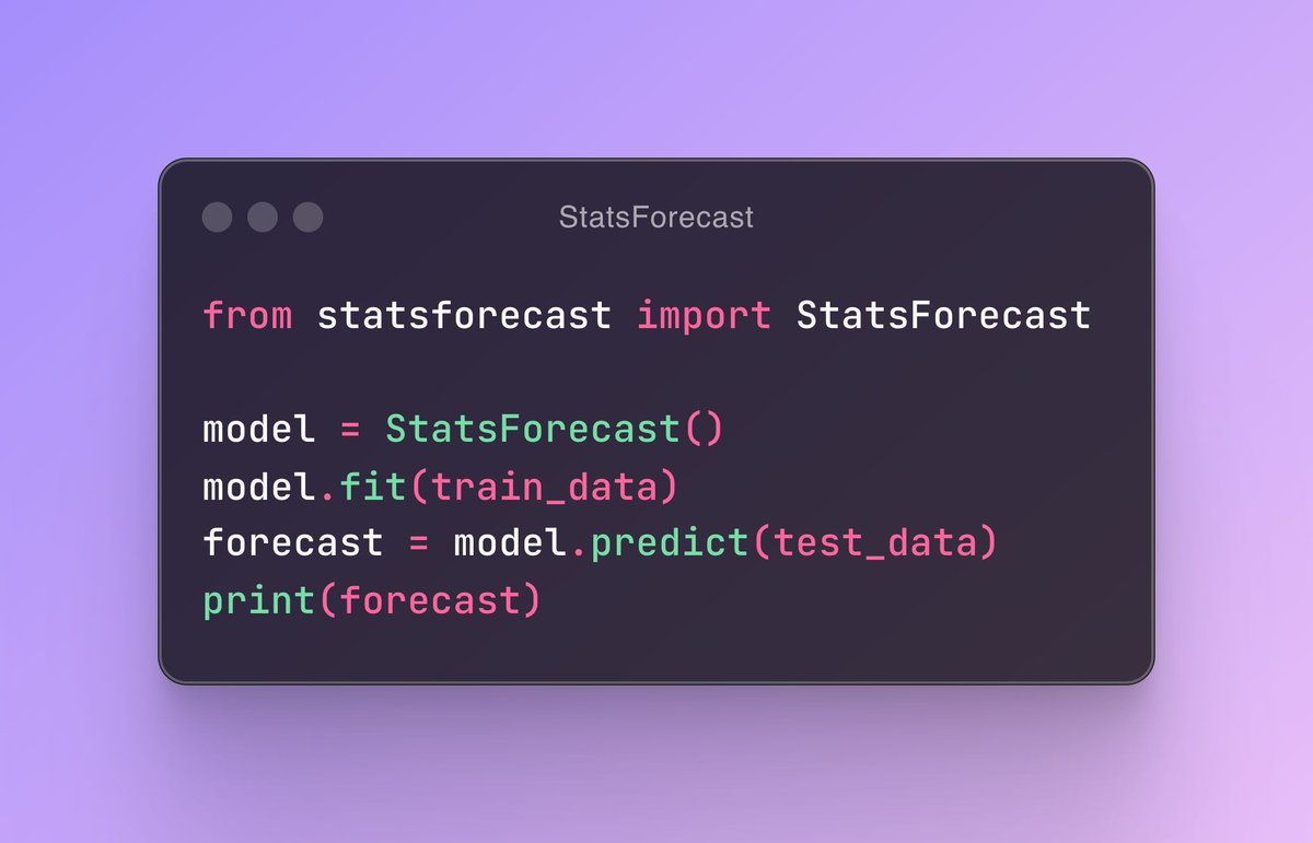 📊 StatsForecast offers statistical models for time series forecasting. Easy to use! Statistical forecasting made easy! Check this out. #StatsForecast #TimeSeries