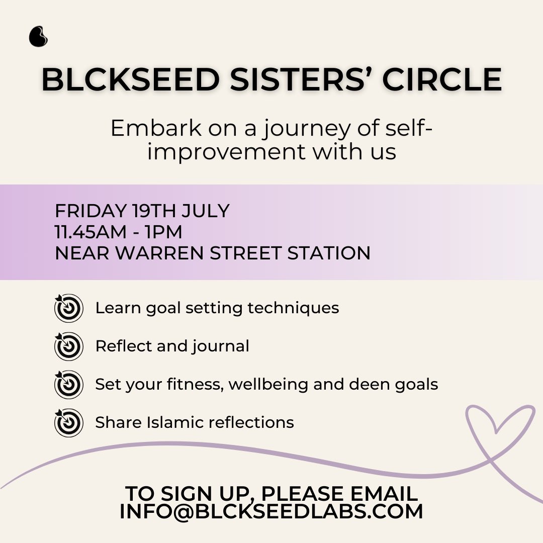 blckseedlabs's tweet photo. Ready to achieve your goals? 🎯

Come along to the Blckseed Sisters’ Circle where you’ll learn to set meaningful goals, reflect on your progress, and align your personal, fitness, well-being, and spiritual aspirations. 

Drop us an email or dm to sign up! https://t.co/A3XhtlZYSU