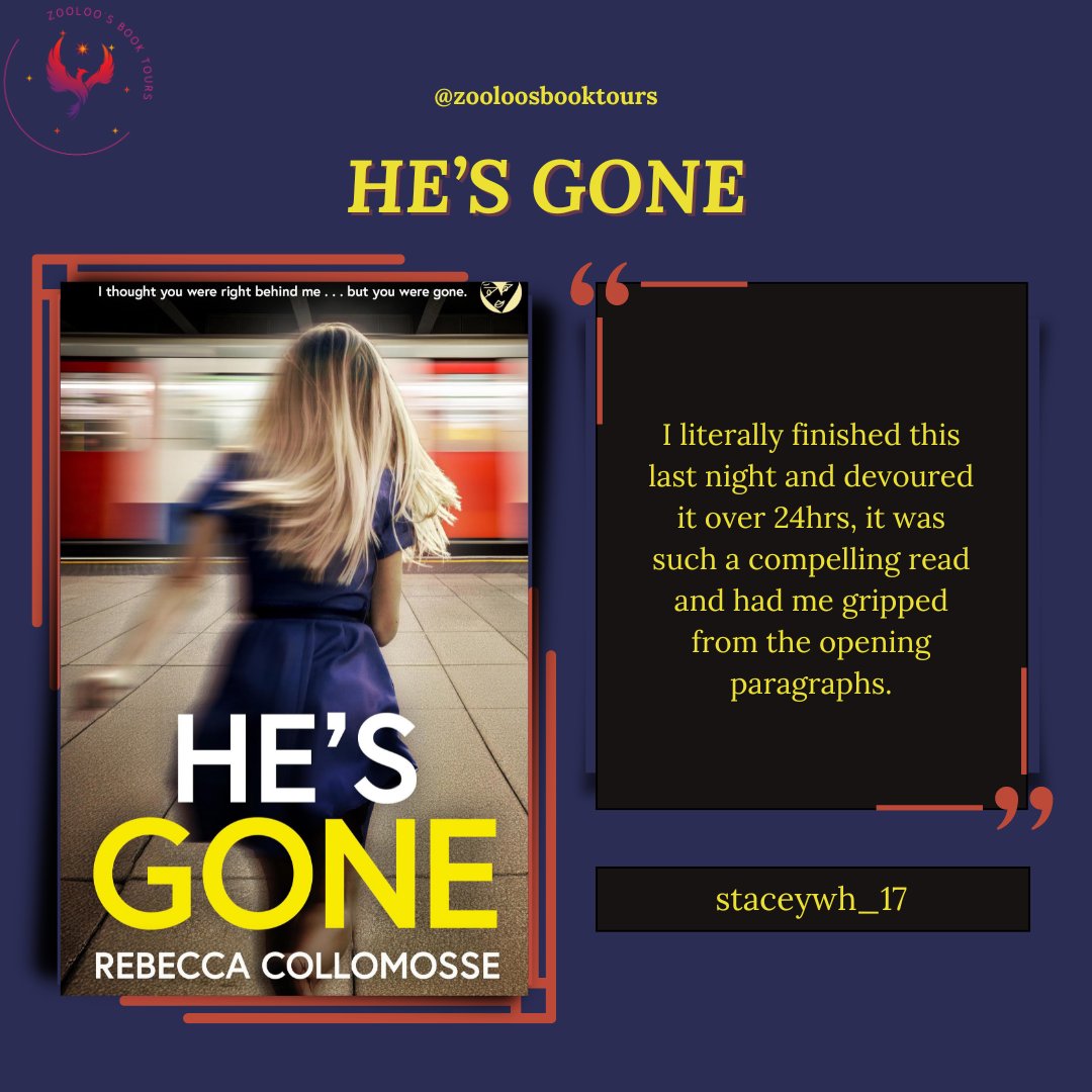 ZooloosBT's tweet photo. On the #booktour for #HesGone we saw a post from
#catreader18 and @staceywh100 ~ You can read all the reviews here ~ https://t.co/V5RvzO7gcJ
Tomorrow we will see #penfoldlayla sharing their thoughts!
#RebeccaCollomosse @joffebooks
#ZooloosBookTours https://t.co/78S125Fu1N
