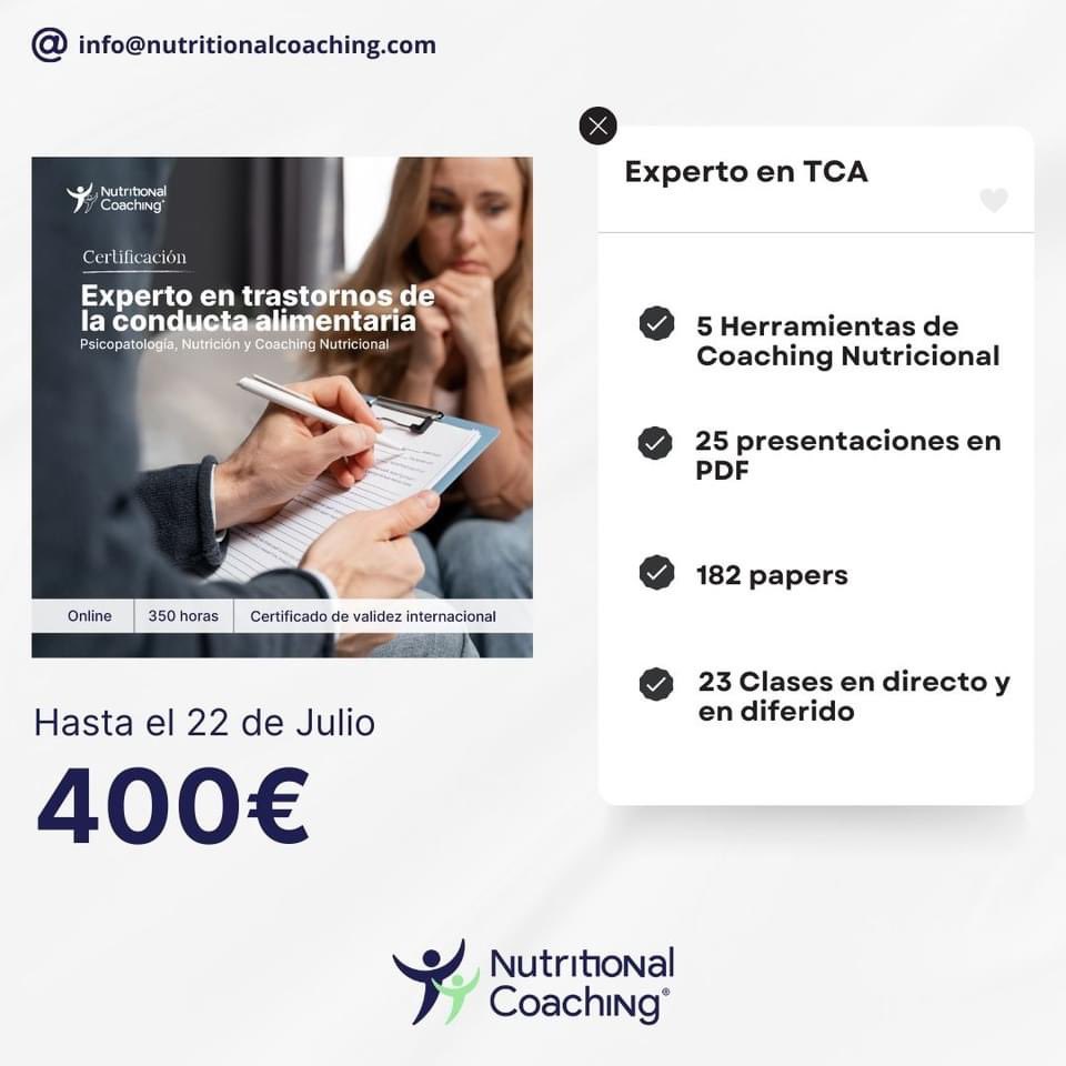 Superdescuentos en nuestra formación online!. Aprovecha el precio, sólo hasta el dia 22 de  julio.
Inscripcion en el enlace institute.nutritionalcoaching.com/categoria/curs…  o escríbenos a info@nutritionalcoaching.com