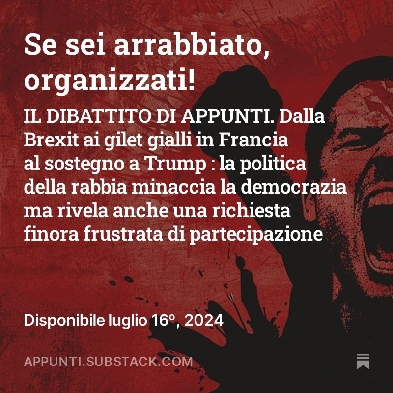 StefanoFeltri's tweet photo. LA POLITICA DELLA RABBIA - IL DIBATTITO DI APPUNTI
Si entra nel vivo con il saggio di Carlo Invernizzi-Accetti, autore del fondamentale "Vent'anni di rabbia" (@Mondadori)

Iscrivetevi ora per ricevere Appunti domattina alle 7
https://t.co/ZbUTn6KIGa https://t.co/Ty0QFADwQb