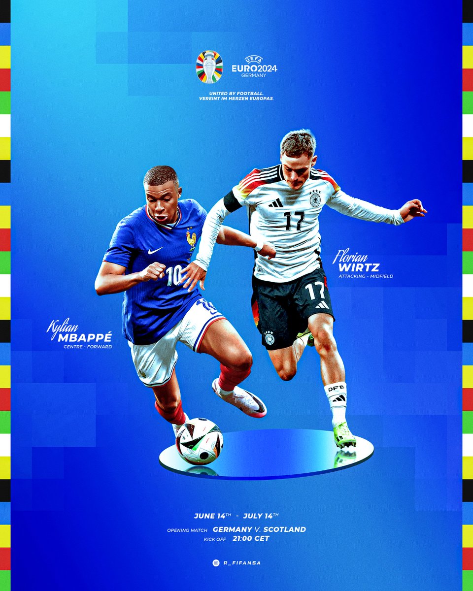 r_fifansa's tweet photo. (Euro2024 | Design Recap🎨)

These are all the designs I made for Euro2024. 🙌

Likes, Rts, and Feedbacks are appreciated.

#EURO2024 #SMSports #SportsDesign https://t.co/MTvSp9x4ix