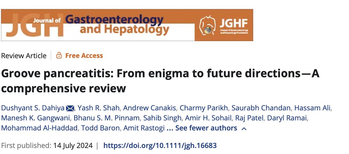 Yash Shah MD (@yashu211996) on Twitter photo New Pub discussing about ins and outs of Groove Pancreatitis <a href="/JGHofficial/">Journal of Gastroenterology and Hepatology</a> đź’Ż
Thanks to <a href="/DushDahiya/">Dushyant Singh Dahiya, MD</a> <a href="/AndrewCanakis/">Andrew Canakis</a> <a href="/Charmy_102/">Charmy Parikh</a> <a href="/SChandanMD/">Saurabh Chandan, MD</a> <a href="/hassamalii/">Hassam Ali, MD</a> <a href="/mk_gangwani/">Manesh Kumar Gangwani, MD MPH</a> <a href="/BhanuPinnam/">Bhanu Pinnam, MD</a> <a href="/sahibs559/">Sahib Singh, MD</a> @Amirhsohail <a href="/Rpatel2206/">Raj Patel, MD</a> <a href="/DarylRamai/">Daryl Ramai, MD, MPH, MSc.</a> <a href="/alhaddad_mo/">Mohammad Al-Haddad, FASGE,FACG, AGAF</a> <a href="/EndoTx/">Todd H Baron MD, MASGE</a> 🌟 New Pub discussing about ins and outs of Groove Pancreatitis <a href="/JGHofficial/">Journal of Gastroenterology and Hepatology</a> 💯
Thanks to <a href="/DushDahiya/">Dushyant Singh Dahiya, MD</a> <a href="/AndrewCanakis/">Andrew Canakis</a> <a href="/Charmy_102/">Charmy Parikh</a> <a href="/SChandanMD/">Saurabh Chandan, MD</a> <a href="/hassamalii/">Hassam Ali, MD</a> <a href="/mk_gangwani/">Manesh Kumar Gangwani, MD MPH</a> <a href="/BhanuPinnam/">Bhanu Pinnam, MD</a> <a href="/sahibs559/">Sahib Singh, MD</a> @Amirhsohail <a href="/Rpatel2206/">Raj Patel, MD</a> <a href="/DarylRamai/">Daryl Ramai, MD, MPH, MSc.</a> <a href="/alhaddad_mo/">Mohammad Al-Haddad, FASGE,FACG, AGAF</a> <a href="/EndoTx/">Todd H Baron MD, MASGE</a> 🌟