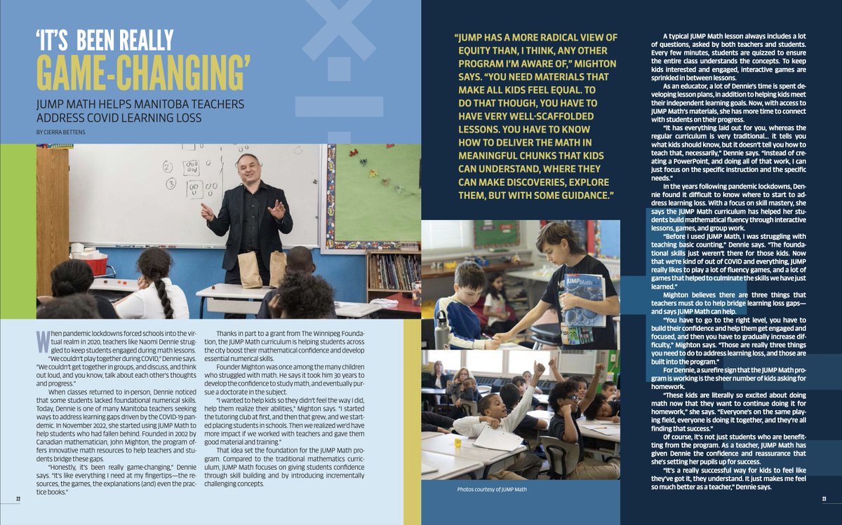 In a recent interview in the latest issue of Working Together, by <a href="/wpgfdn/">The Winnipeg Foundation</a>, we addressed critical math learning needs throughout Manitoba.

It was a pleasure to discuss how <a href="/JUMP_Math/">JUMP Math</a> is closing these gaps in classrooms across the province (pg. 24-25):

bit.ly/wpgdfn