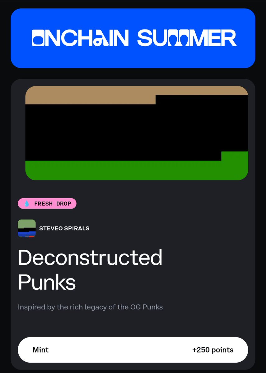 You can earn <a href="/base/">Base</a> #onchainsummer points now by minting a Deconstructed Punk 🤘

wallet.coinbase.com/ocs/play?refer…