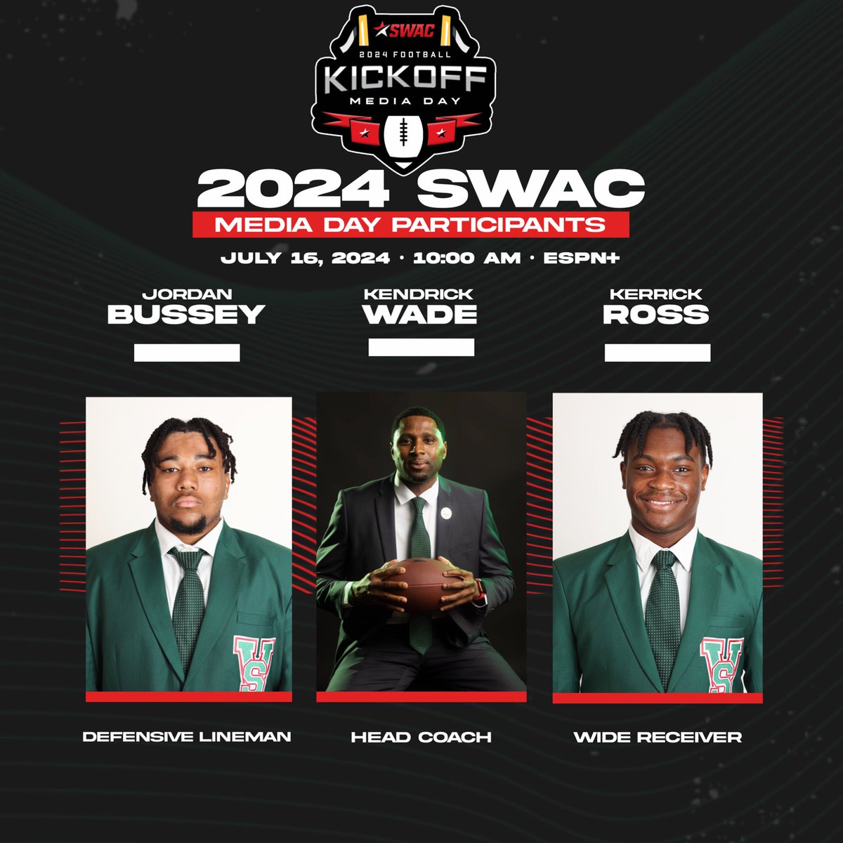 Catch the guys on ESPN+ tomorrow as they represent Valley at 2024 SWAC Football Media Day‼️