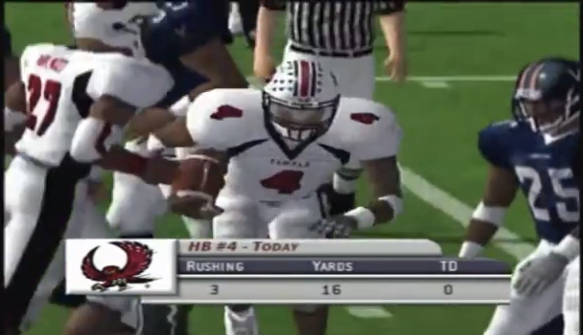 TanardoSharps's tweet photo. In honor of today being the early release date for NCAA Football 25, here’s a flashback to NCAA Football 2002, when your boy was toting the rock for Temple. @Temple_FB @TempleOwlsDaily @TempleOwlClub https://t.co/R4nPuPEX7H