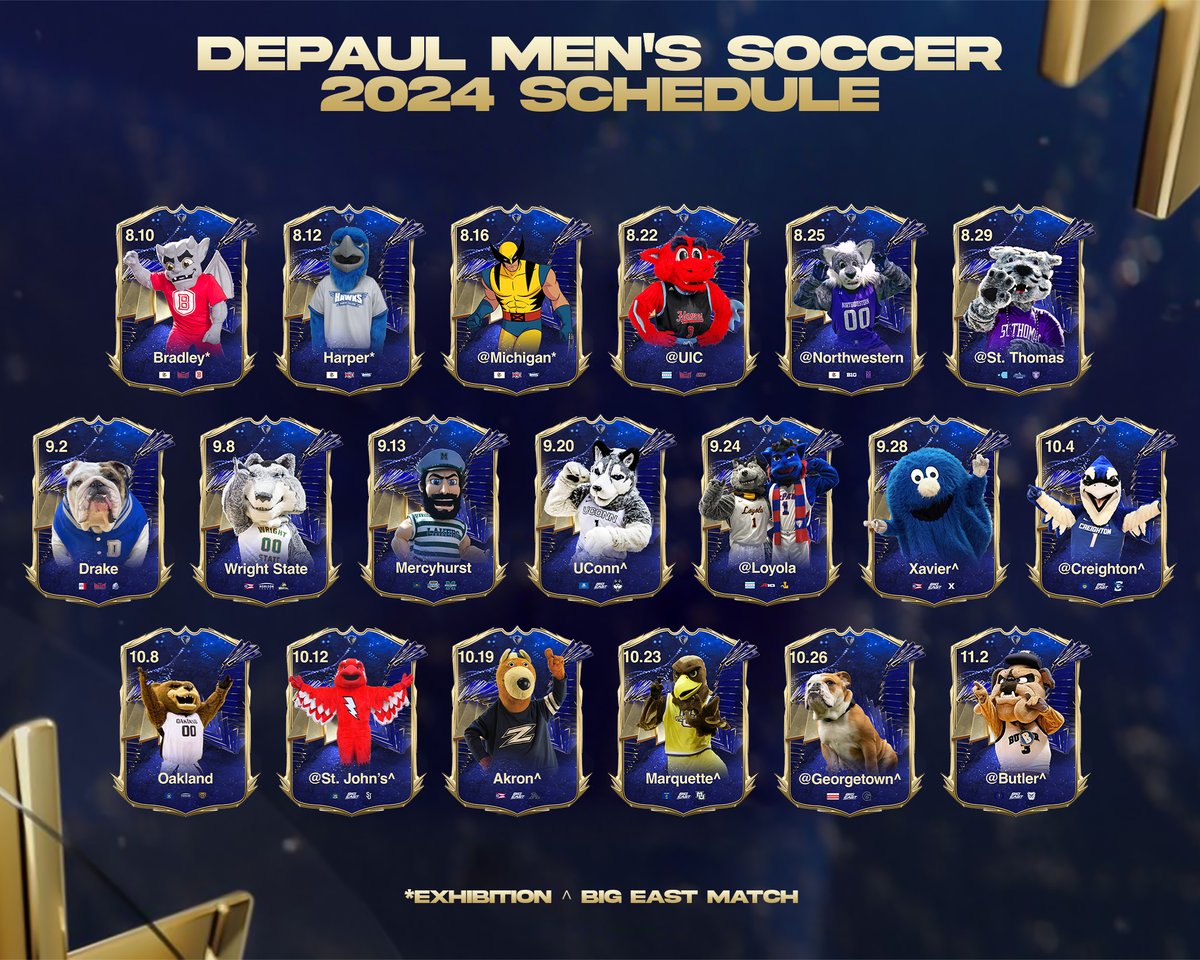 DePaulMSOC's tweet photo. The table is set. Our 2024 schedule is here! 

🗓️ https://t.co/t8CvqdnPtR
🎟️ https://t.co/pgUUV4aMwO
📰 https://t.co/4IUKp8Omp2

#BlueGrit 🔵😈 https://t.co/JHNEhTedsM