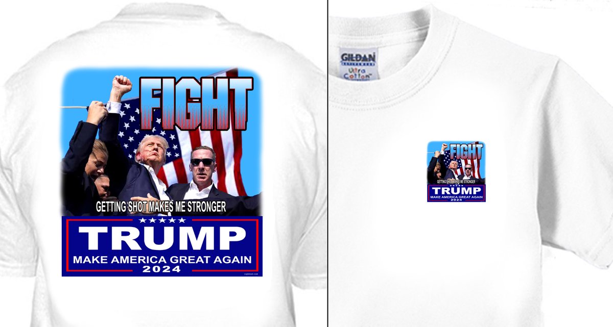 captntom's tweet photo. Trump 2024 T-Shirt
Here is a Trump T-Shirt you might be interested in. $19.95 + $6.95 USPS priority mail shipping. Order yours here: https://t.co/y1sIHErvom……   

#trumpshooting #TrumpAssasinationAttempt #trumptshirt #trump https://t.co/KTWwSq2Vkl