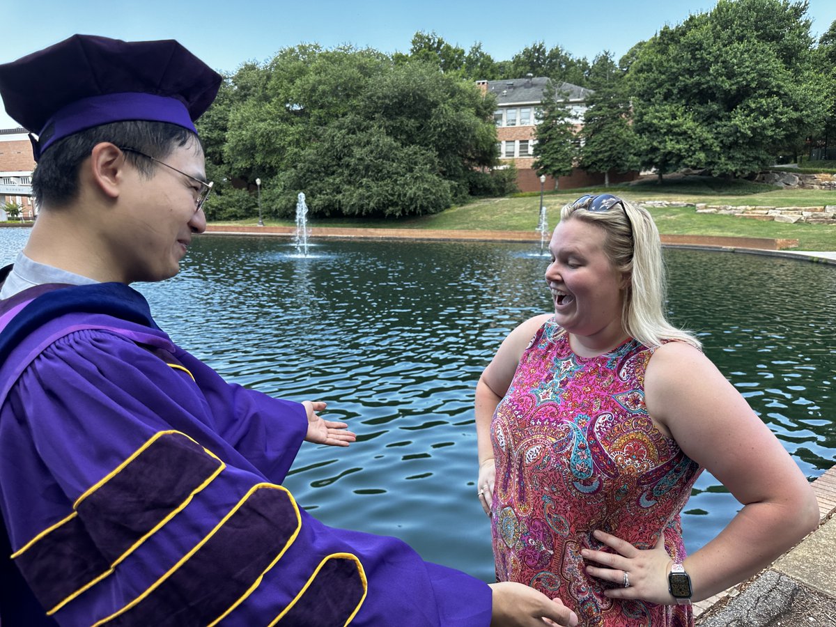 The look of pure excitement when @ClemsonVRNLab   member, Shuai Yuan, earns a PhD and tries on doctoral regalia for the first time. Shuai, we are so happy for you! 😀