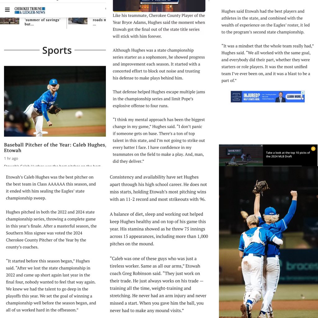 David Hughes (@davidghugh) on Twitter photo Nice ending to a great year for <a href="/Caleb_Hughes05/">Caleb Hughes</a> and Etowah Baseball. First Team All State, First Team All County and County Pitcher of the Year. On to the next chapter for this kid!! #SMTTT <a href="/SouthernMissBSB/">Southern Miss Baseball</a> Nice ending to a great year for <a href="/Caleb_Hughes05/">Caleb Hughes</a> and Etowah Baseball. First Team All State, First Team All County and County Pitcher of the Year. On to the next chapter for this kid!! #SMTTT <a href="/SouthernMissBSB/">Southern Miss Baseball</a>