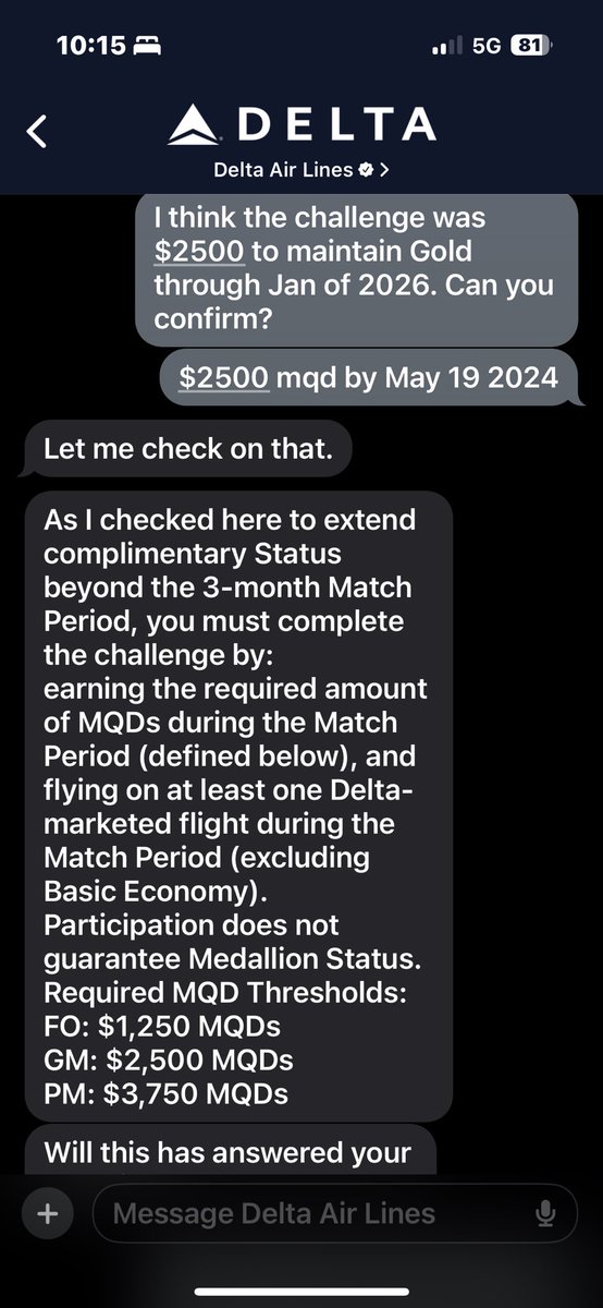 ArgoLincoln's tweet photo. @Delta airlines made a mistake on my status match and when I called they said it was their fault but they’re not going to fix it. https://t.co/5L3szH5Tpx
