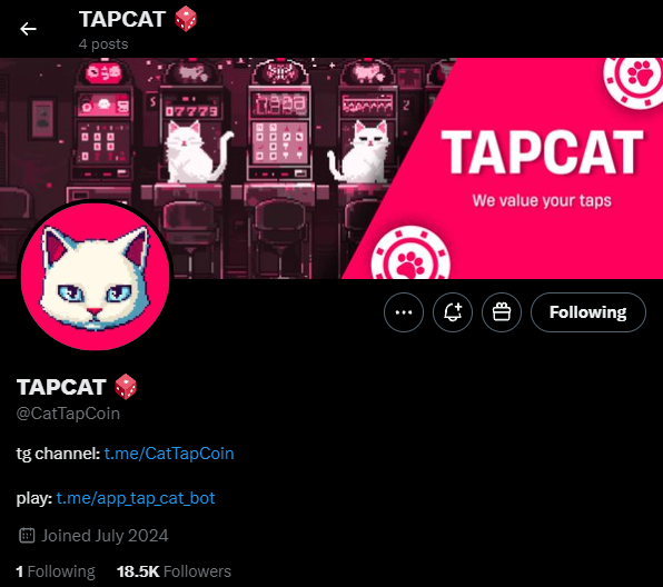 2/➮ <a href="/CatTapCoin/">TAPCAT 🎲</a> - is a new tap project built like a Telegram App on the $TON ecosystem

✧ The project has broad inflow support and promises listing on TIER1 CEX listings

✧ The project is actively developing its X and media, so it's better to get in while it's still early