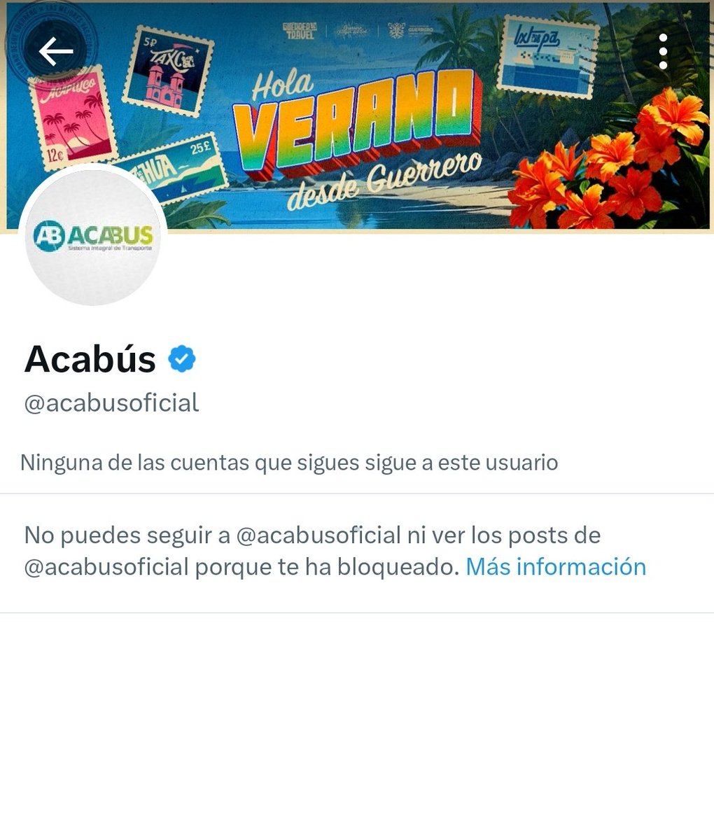 UrisOrtiz's tweet photo. Jajajajajaja los del #AcaBus lo hicieron de nuevo, por exigir aire acondicionado en sus unidades prefieron bloquearte de todas las redes sociales, a ellos si no se les puede exigir nada verdad @EvelynSalgadoP @Gob_Guerrero
#acapulco #acabus https://t.co/lrGBOQnBAB