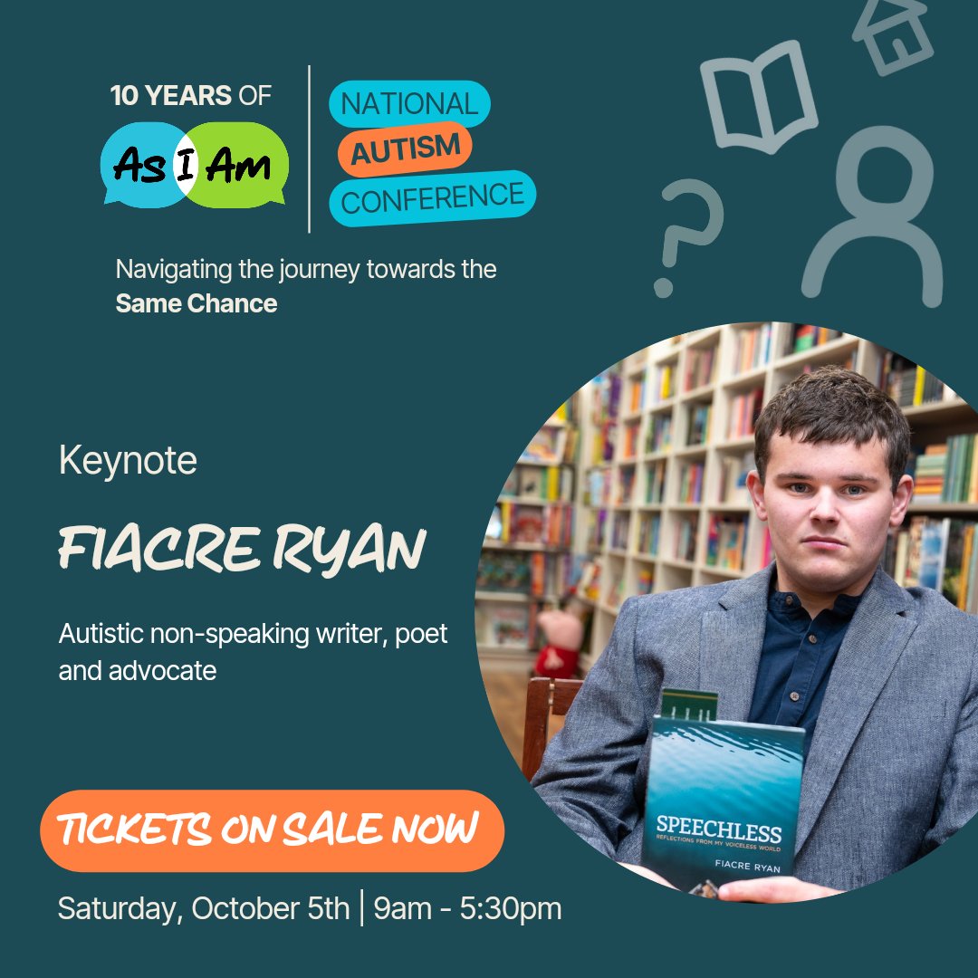 We have a very exciting Keynote confirmed for our National Autism Conference on October 5th. 

🎟️ Tickets available here: eventbrite.ie/e/asiam-confer… 🎟️

Fiacre Ryan is a young Autistic non-speaking writer, poet and advocate who was diagnosed with autism at 3 years of age.