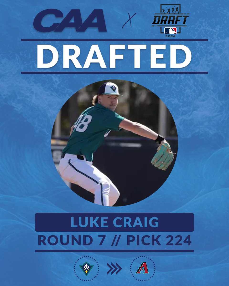 Coastal Athletic Association (@caasports) on Twitter photo ⚾️Closing out the seventh round with another #MLBDraft selection!
<a href="/UNCWBaseball/">UNCW Baseball</a>'s Luke Craig has been picked by the @DBacks!
#CAABaseball ⚾️Closing out the seventh round with another #MLBDraft selection!
<a href="/UNCWBaseball/">UNCW Baseball</a>'s Luke Craig has been picked by the @DBacks!
#CAABaseball