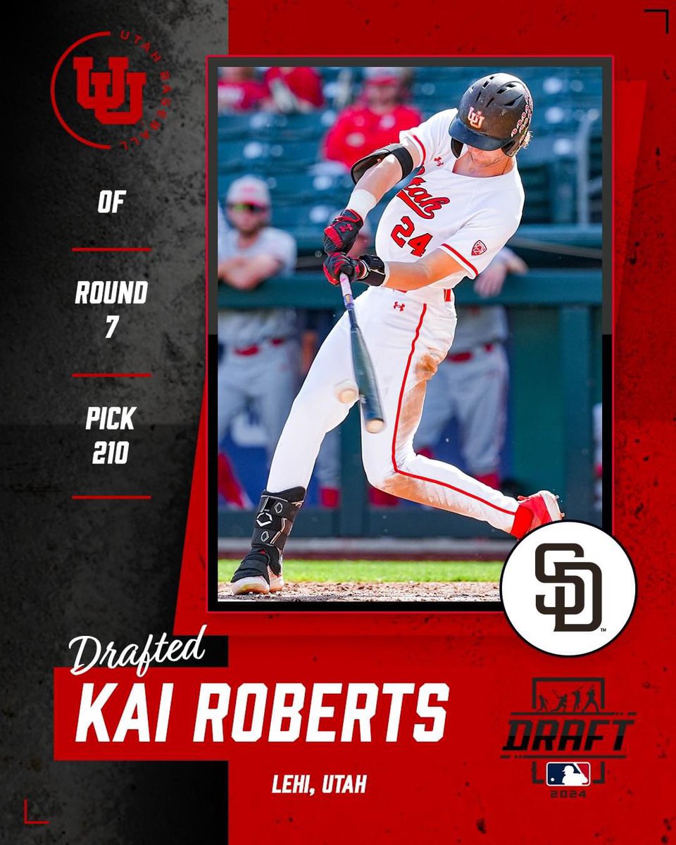 Utah Baseball (@utahbaseball) on Twitter photo .<a href="/kairoberts00/">Kai Roberts</a> has been selected by the <a href="/Padres/">San Diego Padres</a> in the MLB DraftβΌοΈ
#GoUtes β‘οΈ #ProUtes .<a href="/kairoberts00/">Kai Roberts</a> has been selected by the <a href="/Padres/">San Diego Padres</a> in the MLB DraftβΌοΈ
#GoUtes β‘οΈ #ProUtes