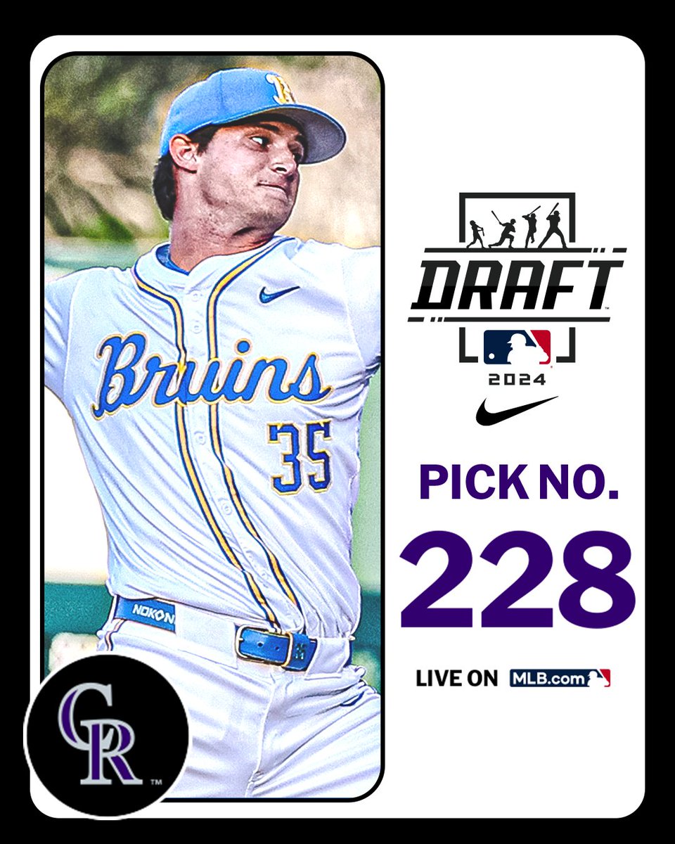 MLB Draft (@mlbdraft) on Twitter photo With their 8th-round pick (No. 228 overall), the <a href="/Rockies/">Colorado Rockies</a> select <a href="/UCLABaseball/">UCLA Baseball</a> right-handed pitcher Luke Jewett, No. 195 on the Top 250 Draft Prospects list.
Watch LIVE: atmlb.com/3zJ3gua With their 8th-round pick (No. 228 overall), the <a href="/Rockies/">Colorado Rockies</a> select <a href="/UCLABaseball/">UCLA Baseball</a> right-handed pitcher Luke Jewett, No. 195 on the Top 250 Draft Prospects list.
Watch LIVE: atmlb.com/3zJ3gua