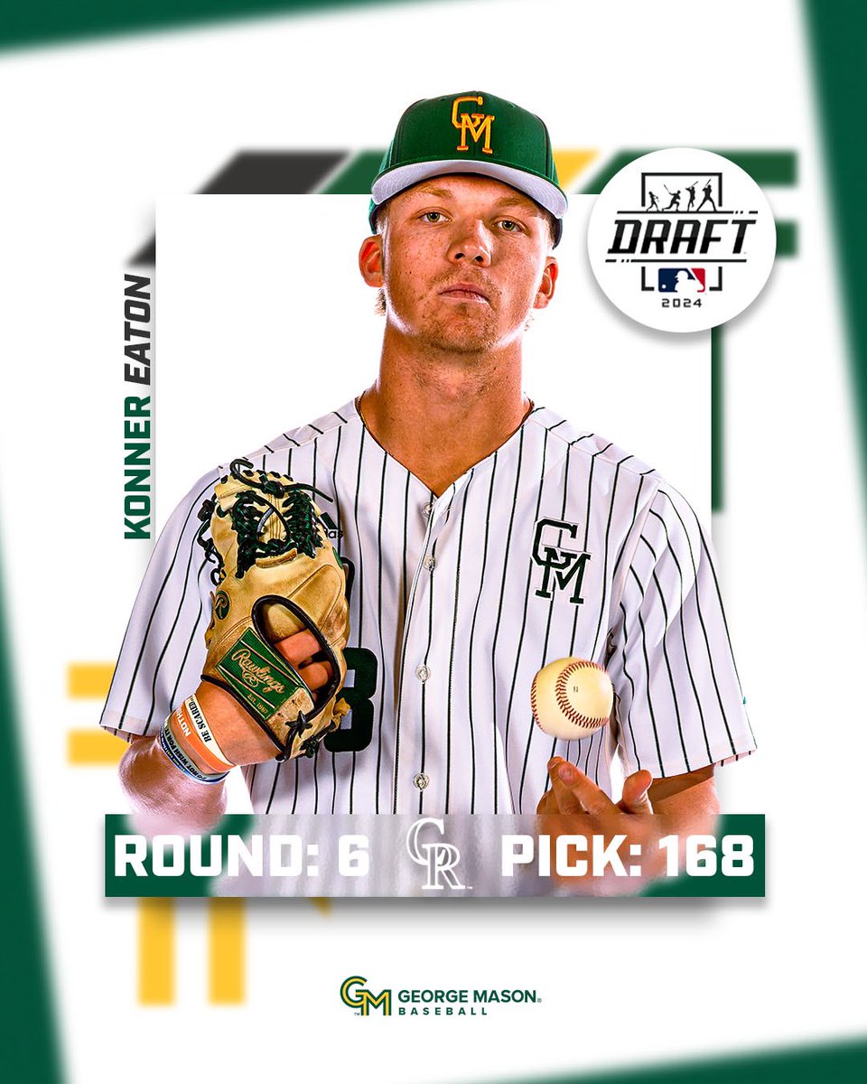 George Mason Baseball (@masonbaseball) on Twitter photo ๐๐ฒ๐ฎ๐ฑ๐ถ๐ป๐ด ๐ผ๐๐ ๐๐ฒ๐๐!
Congratulations to Konner Eaton who has been drafted in the 6th round by the <a href="/Rockies/">Colorado Rockies</a> ! ๐๐ฒ๐ฎ๐ฑ๐ถ๐ป๐ด ๐ผ๐๐ ๐๐ฒ๐๐!
Congratulations to Konner Eaton who has been drafted in the 6th round by the <a href="/Rockies/">Colorado Rockies</a> !