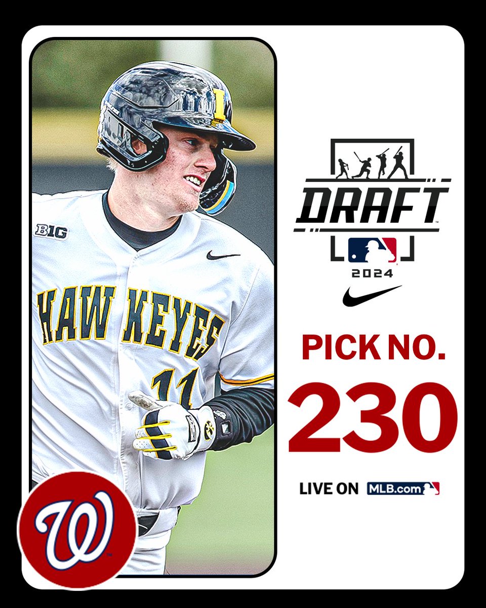MLB Draft (@mlbdraft) on Twitter photo With their 8th-round pick (No. 230 overall), the <a href="/Nationals/">Washington Nationals</a> select <a href="/UIBaseball/">Iowa Baseball</a> outfielder Sam Petersen, No. 205 on the Top 250 Draft Prospects list.
Watch LIVE: atmlb.com/3zJ3gua With their 8th-round pick (No. 230 overall), the <a href="/Nationals/">Washington Nationals</a> select <a href="/UIBaseball/">Iowa Baseball</a> outfielder Sam Petersen, No. 205 on the Top 250 Draft Prospects list.
Watch LIVE: atmlb.com/3zJ3gua