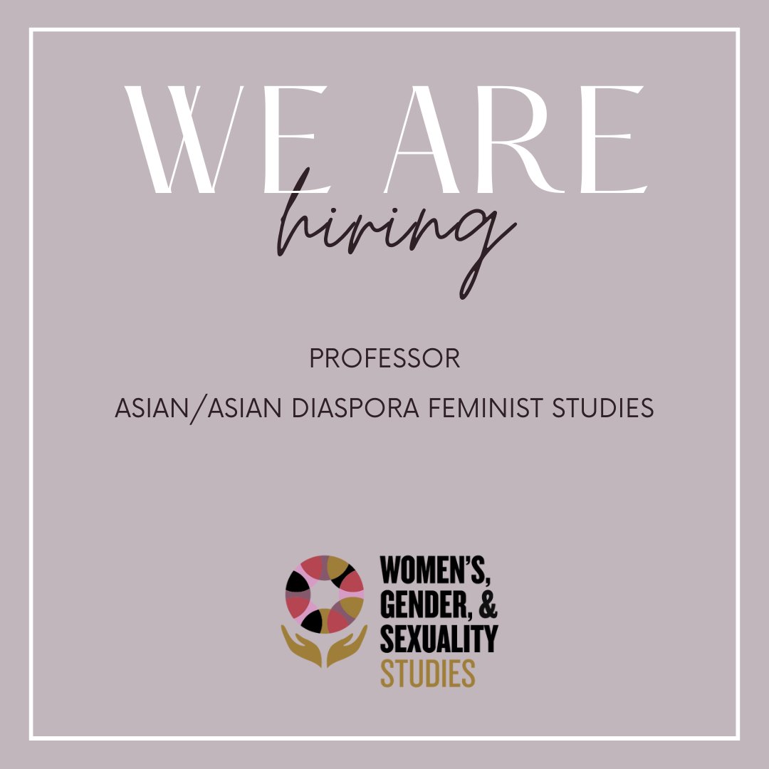 WGSS at Wake Forest University is now accepting applications for a professor in Asian/Asian Diaspora Feminist Studies. To learn more about this exciting opportunity, please visit:

wfu.wd1.myworkdayjobs.com/en-US/Faculty_…

#nowhiring #chooseWGSS #wfu