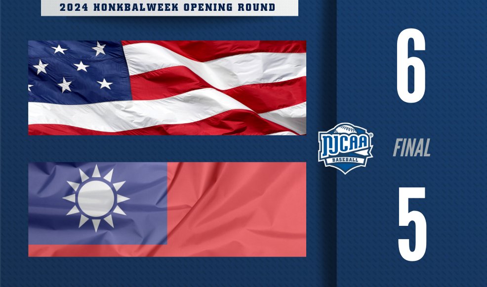 WALK OFF WIN FOR TEAM USA! 🇺🇸

Team USA hangs on for a 6-5 win over Chinese Taipei! Team USA and #NJCAABaseball take on Spain Wednesday at 9:30 AM ET / 3:30 PM CEST. ⚾️

Schedule &amp; Results | stats.knbsbstats.nl/en/events/2024……Livestream | app.honkbalsoftbal.tv/nl/category/ho…