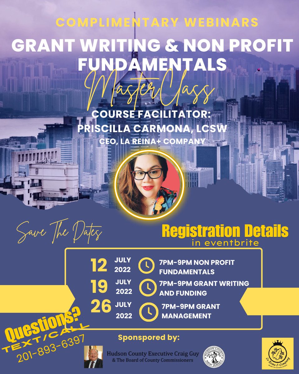 EVENTBRITE REGISTRATION LINK: eventbrite.com/e/943240978157…

ZOOM LINK: us02web.zoom.us/j/88473523129...

📷 Join an Unmissable Event: Nonprofit Fundamentals and Grant Writing July Series! 📷

#OVPTR #BCPC #publicsafety #newarkforward #OVP_TR #cityofnewark scoresreentrynj.org