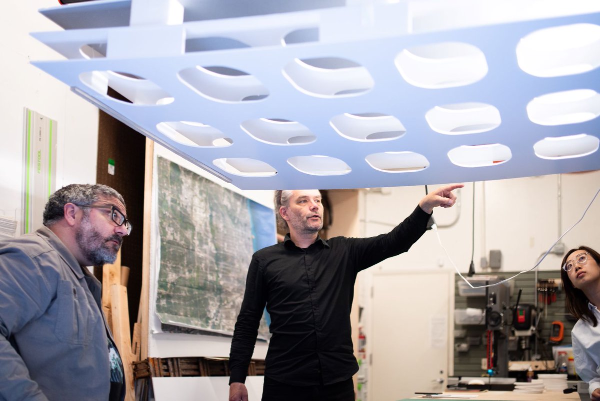 Our team tested a scale prototype for <a href="/flyLAXairport/">LAX Airport</a>  CTA Curbside Improvement program headed by <a href="/HenselPhelps/">HENSEL PHELPS</a> and led by KSP with #StudioMLA. Featuring a ceiling panel mockup inspired by LAX's Theme Building, enhancing safety with perforated metal panels and integrated lighting.