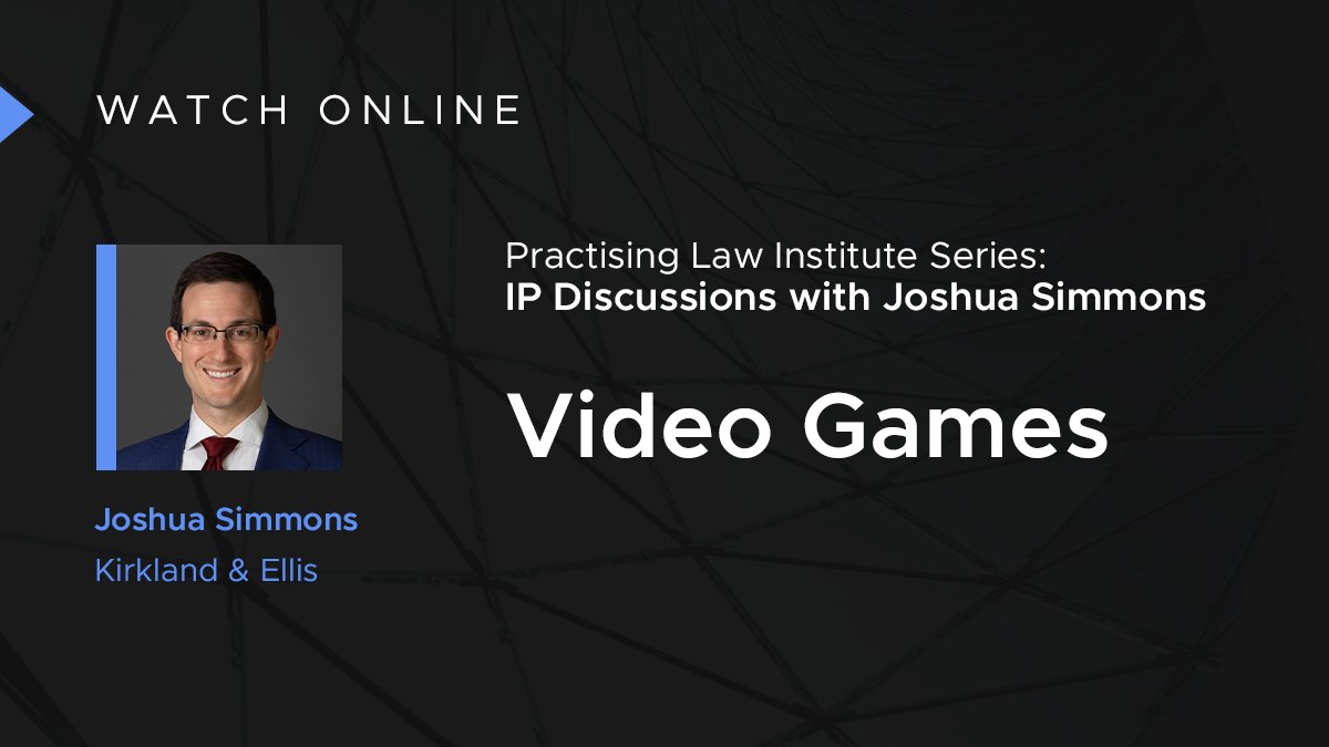 In the next episode of @PractLawInst’s IP Discussions with <a href="/joshualsimmons/">Joshua L. Simmons</a>, the roundtable discusses IP considerations for video games, including First Amendment protections and the use of AI, as well as practical advice for trademark management. pli.edu/programs/ip-di…