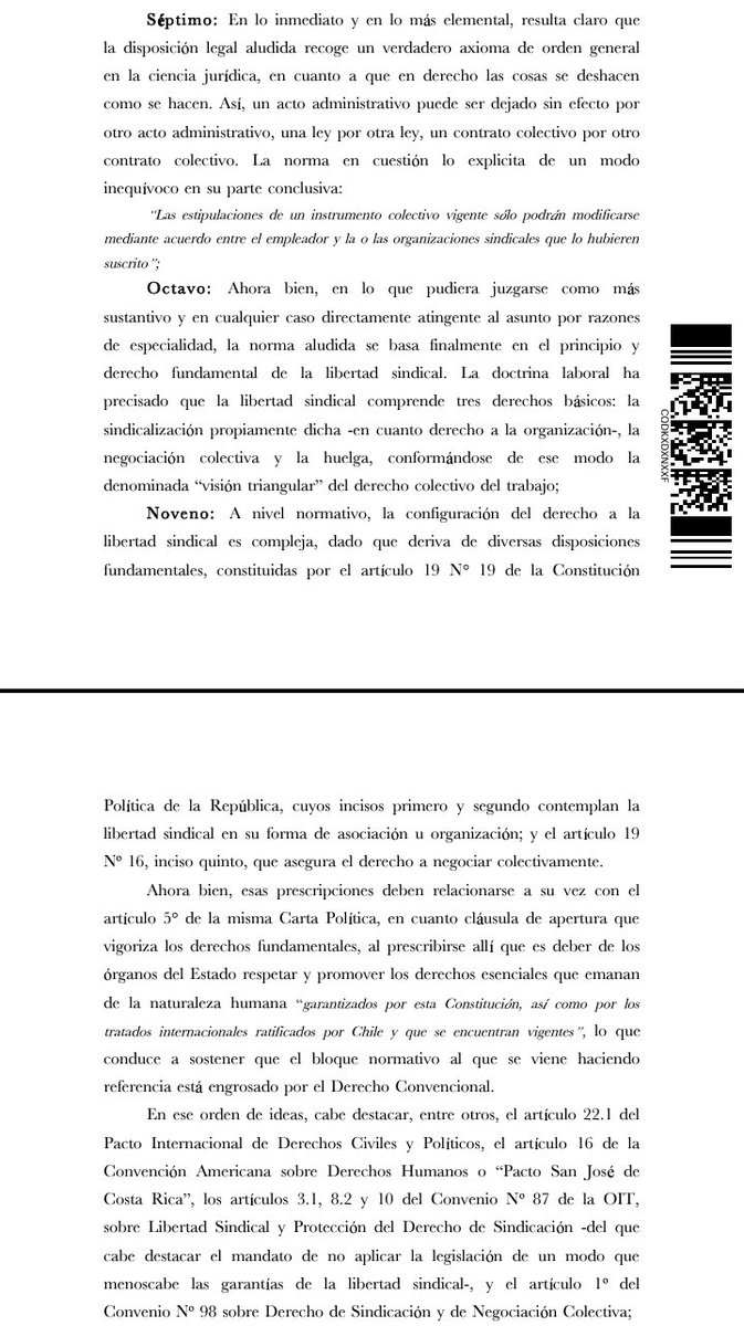 migueldowney's tweet photo. C.A. de Santiago declaró la nulidad de anexo individual que establecía una disminución de remuneraciones pactadas en el contrato colectivo, disminución motivada por la contigencia del Covid 19, ya que el empleador debió negociarlo con el sindicato. Recién confirmada CS (64576-23) https://t.co/YYB1idD4Vm