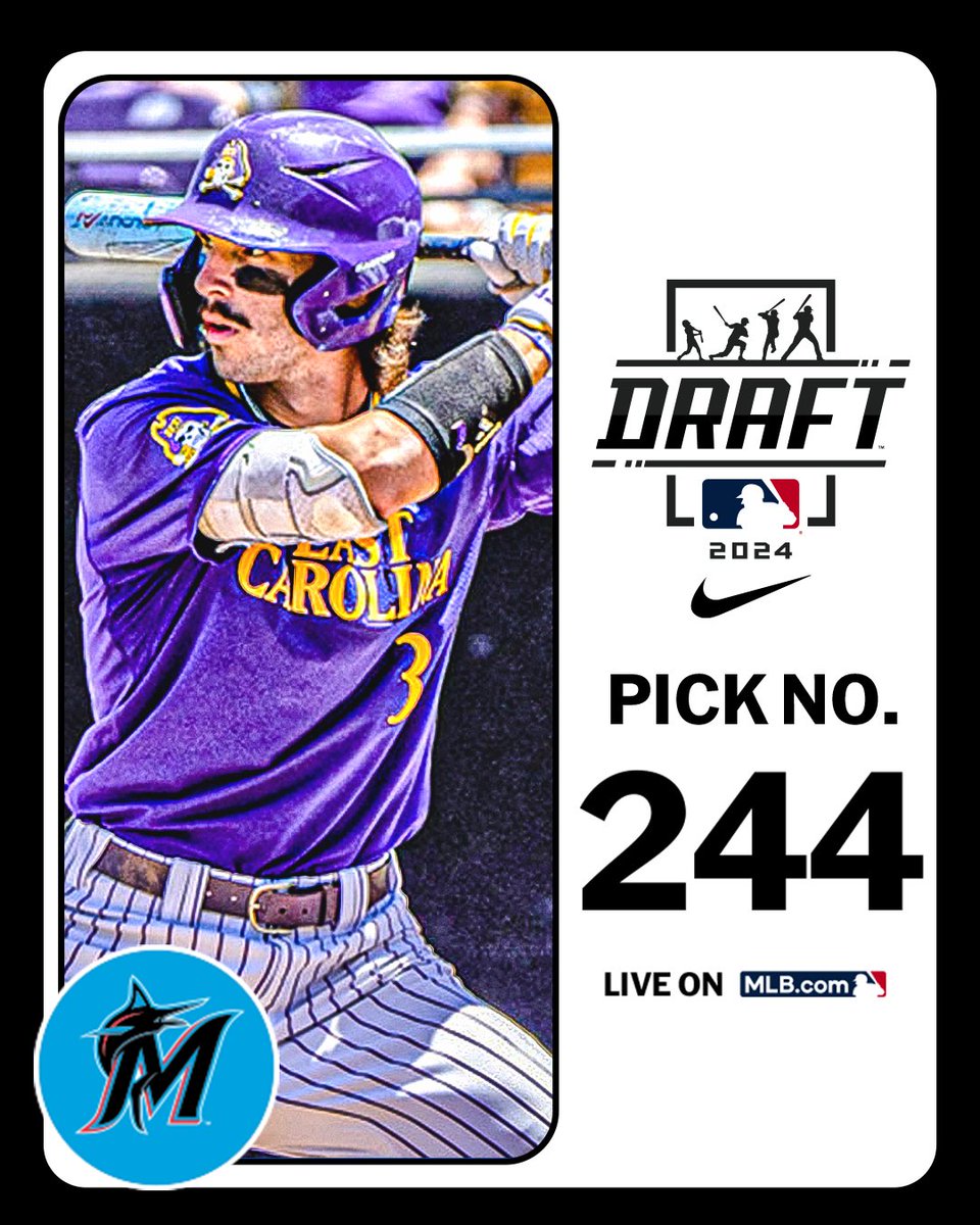 MLB Draft (@mlbdraft) on Twitter photo With their 8th-round pick (No. 244 overall), the <a href="/Marlins/">Miami Marlins</a> select <a href="/ECUBaseball/">ECU Baseball</a> outfielder Jacob Jenkins-Cowart, No. 228 on the Top 250 Draft Prospects list.
Watch LIVE: atmlb.com/3zJ3gua With their 8th-round pick (No. 244 overall), the <a href="/Marlins/">Miami Marlins</a> select <a href="/ECUBaseball/">ECU Baseball</a> outfielder Jacob Jenkins-Cowart, No. 228 on the Top 250 Draft Prospects list.
Watch LIVE: atmlb.com/3zJ3gua
