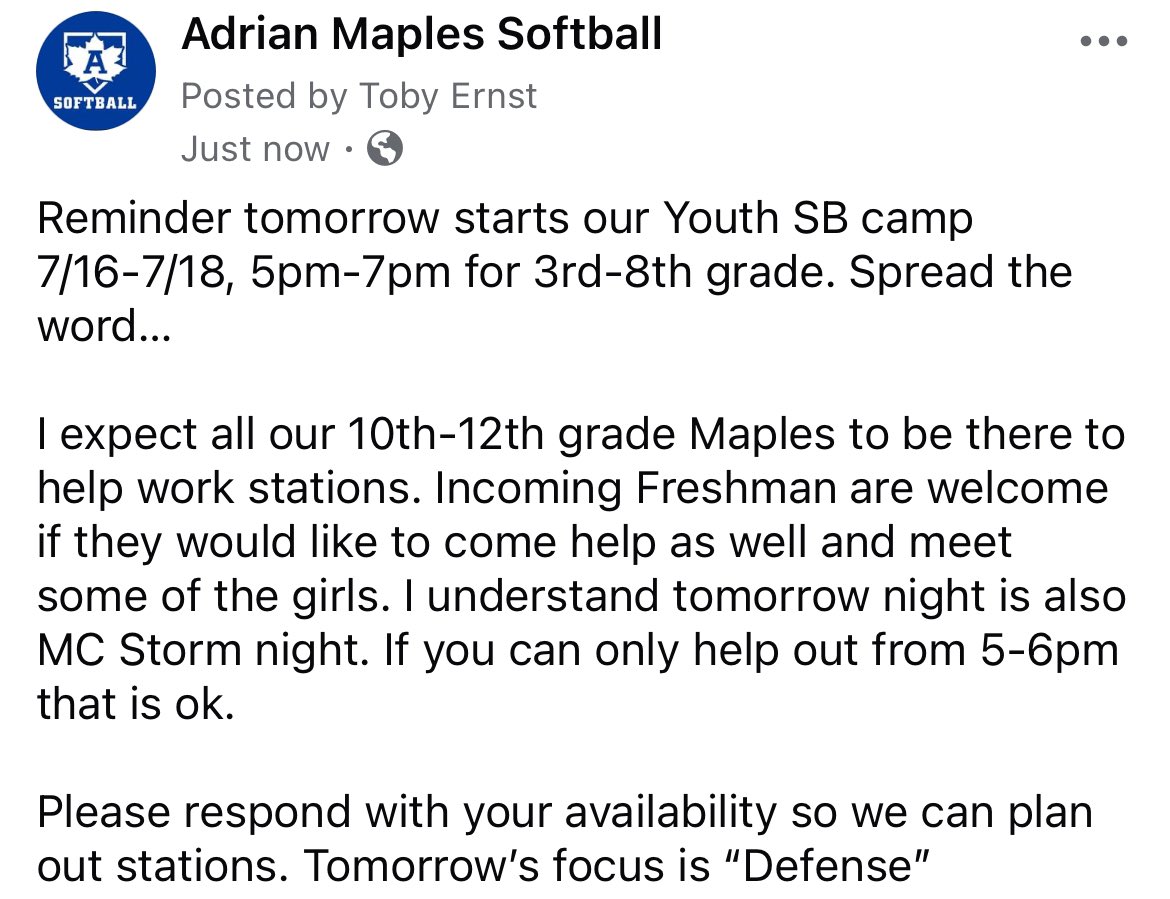 SoftballMaples's tweet photo. https://t.co/ZgkSg98mWk