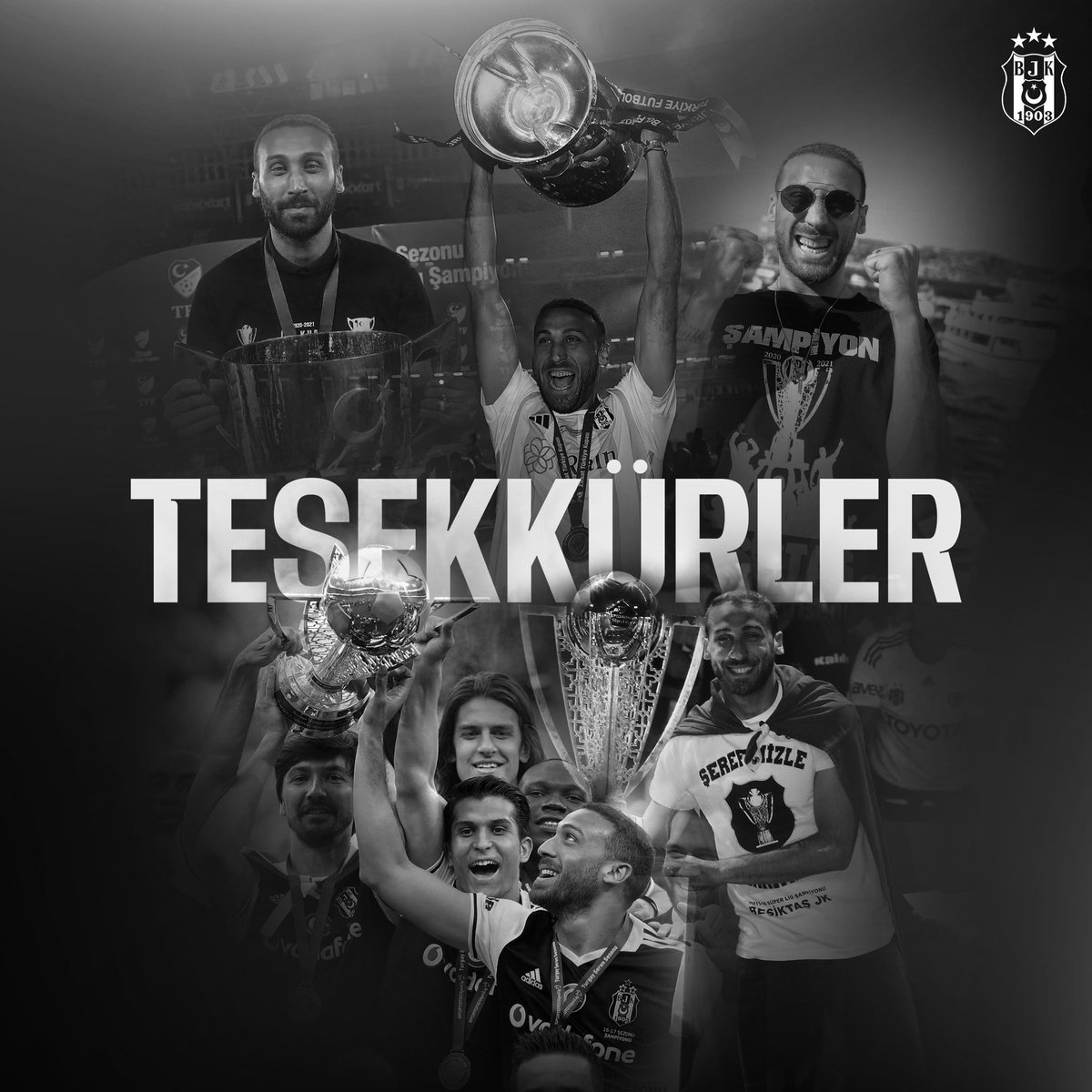 Besiktas's tweet photo. Cenk Tosun’a Emekleri İçin Teşekkür Ederiz

Yollarımızın ilk kez 2014 yılında kesiştiği, kazandığımız üç Süper Lig ve iki Türkiye Kupası şampiyonluğunda pay sahibi olan, A Milli Takımımızın değerli oyuncusu Cenk Tosun’la profesyonel sözleşmemiz sona ermiştir.

Cenk Tosun’a Kulübümüze emekleri için teşekkür eder, bundan sonraki kariyerinde başarılar dileriz.

Beşiktaş JK