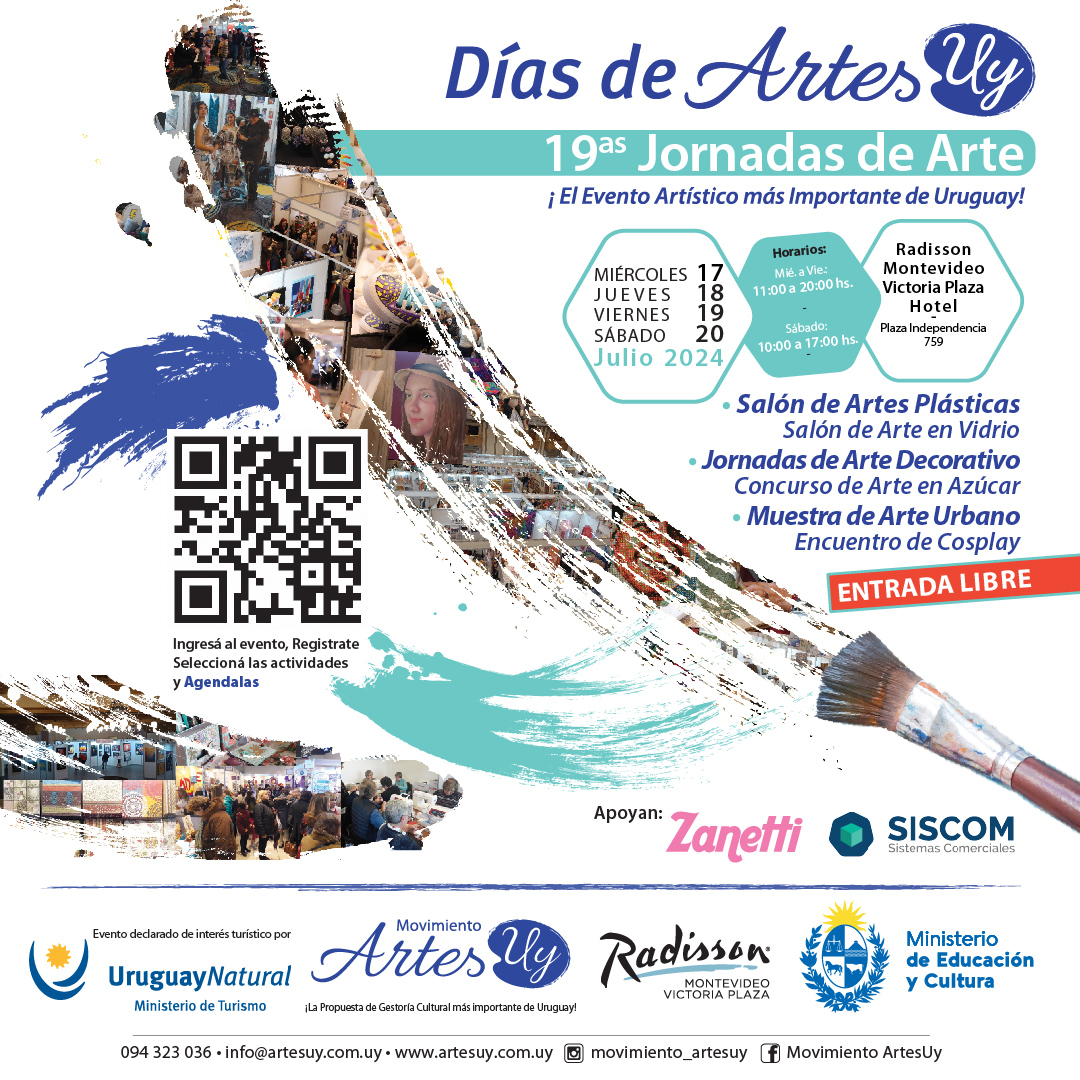 Uruguay_Natural's tweet image. Del 17 al 20 de Julio en @RadissonMvd y con entrada gratuita, vuelve el evento artístico más importante de Uruguay: Días de ArtesUy/19as Jornadas de Arte, cuyo objetivo es promover el arte en su más amplia expresión en el país.

Más info: tinyurl.com/ArteUy