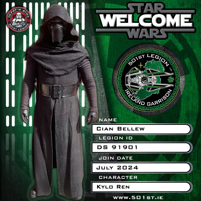 501stIreland's tweet photo. A big welcome to DS91901 on the clearance of his Kylo Ren costume. This is Cian's 1st #501stLegion costume, and what an epic 1st choice.

The big question is.... will he finish what his grandfather started?

#WelcomeToTheGarrison #NewMember #WelcomeTrooper #KyloRen https://t.co/jvoD3qhRN2