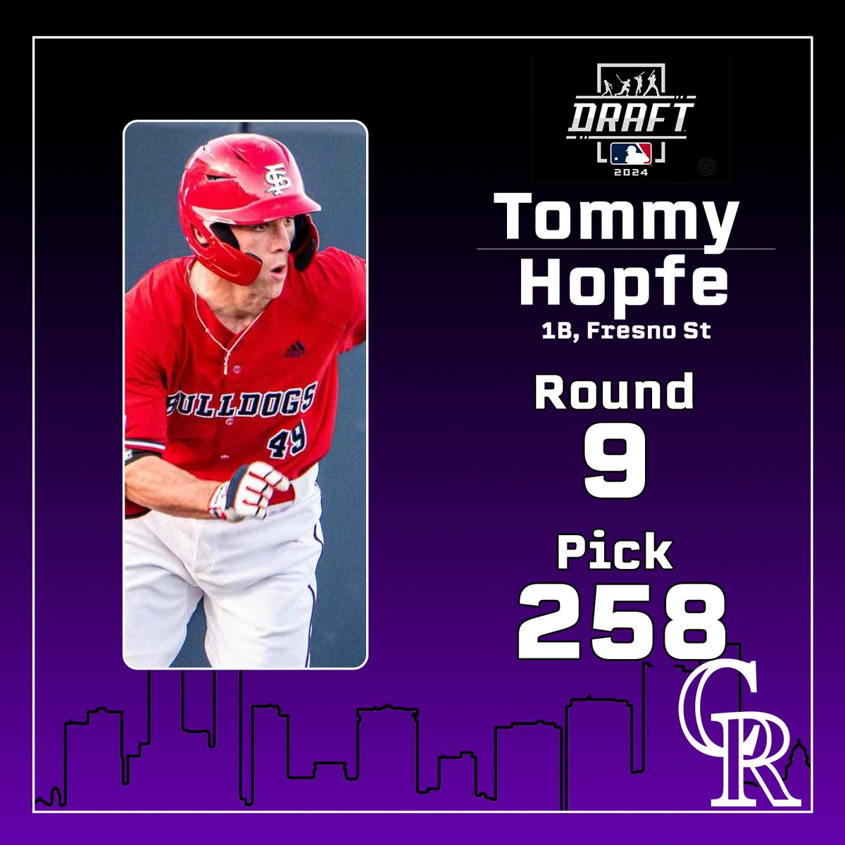 With the 258th pick, the #Rockies select Tommy Hopfe