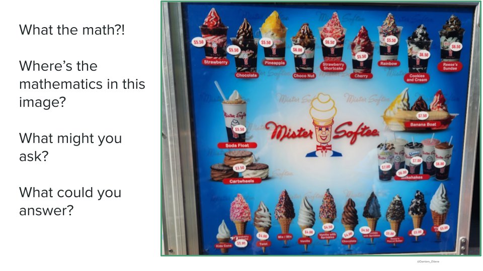 Damien_Ettere's tweet photo. It's a hot one today @ForestEdgeES mathematicians! Thankfully #MathIsEverywhere... even on the neighborhood ice cream truck! What math do you see? What would you get with $10? $20? @FCPSRegion1 @FcpsTitleIMath @MathematicsFcps #WhatTheMath?! #SummerSenseMaking https://t.co/9olMkmbwDX