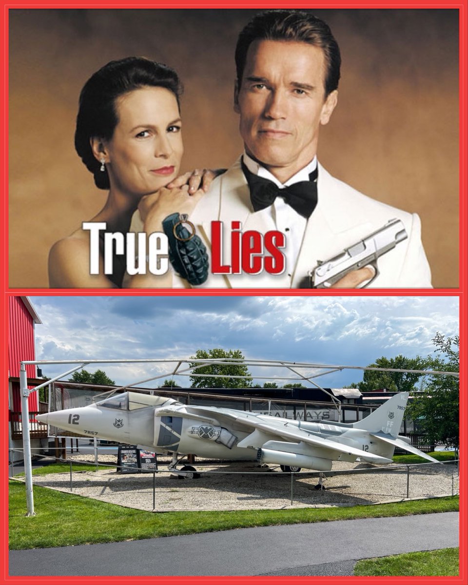 volomuseum's tweet image. The film “True Lies” premiered 30 years ago today! The film starred Arnold Schwarzenegger &amp;amp; Jamie Lee Curtis. After years of painstaking restoration work, the jet was brought back to life, and is on display here at Volo Museum!

#VoloMuseum #VoloFun #TrueLies #HarrierJet