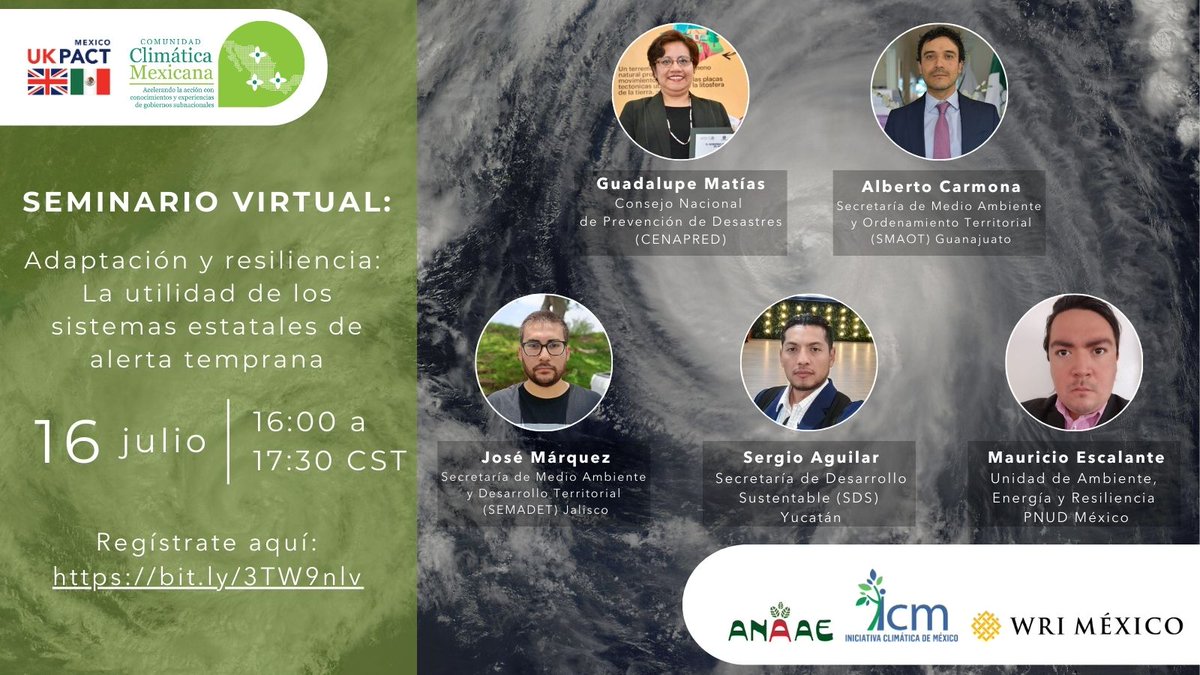 CClimaticaMx's tweet photo. 🚨¡Ya es mañana!🚨

Acompáñanos a este seminario con @M_AmbienteGto @SemadetJal #CENAPRED y @PNUD_Mexico para aprender sobre la utilidad de los sistemas de alerta temprana ante los efectos del cambio climático🌪️🔥

🗓️16/07/2024
📍Virtual
⏰16:00 a 17:30
📲 https://t.co/qur052VNCl https://t.co/gW31bwUyDp