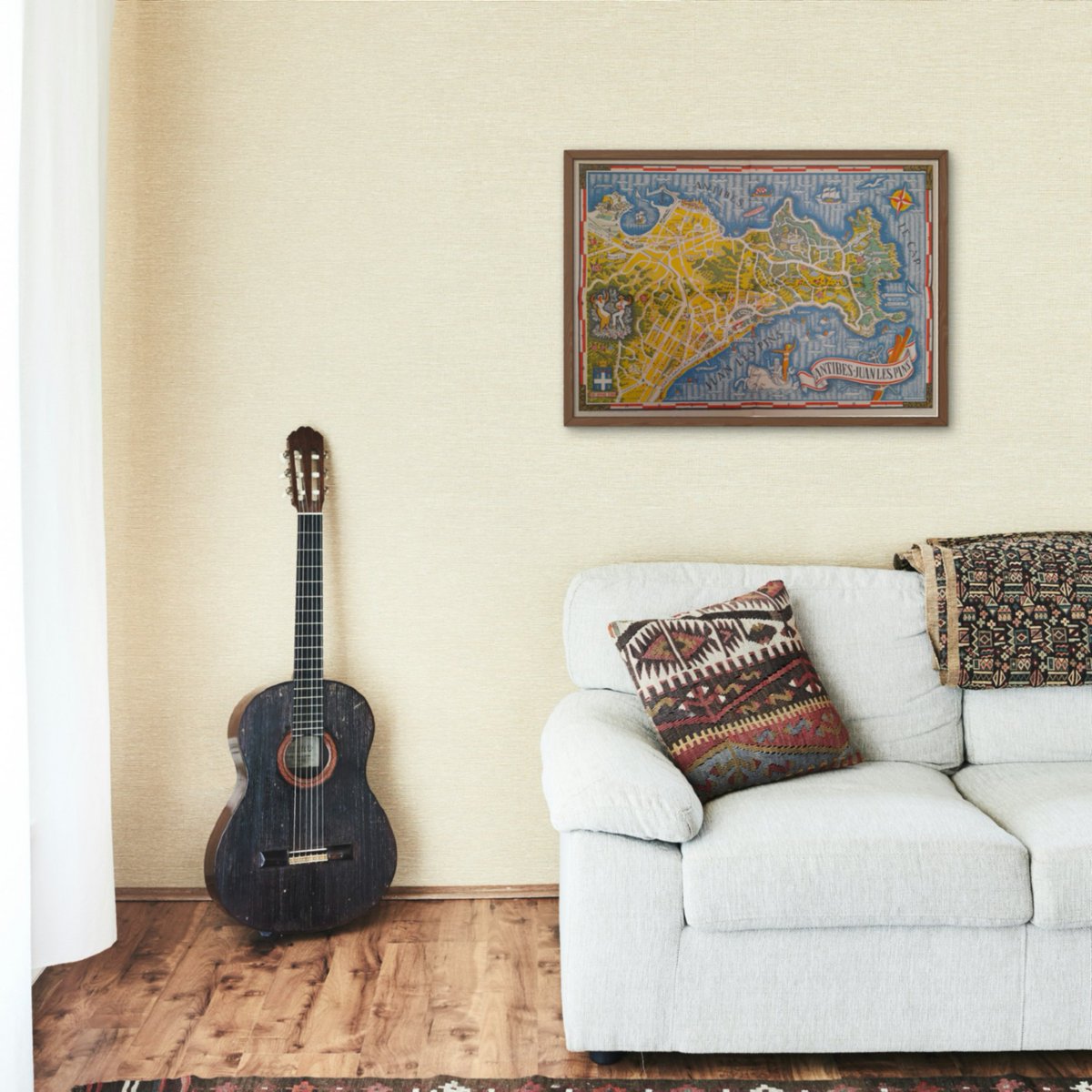 mapmapnmap's tweet image. A beautiful map from the late 1930s, drawn by Vic Raymon, measures around 44*63cm .Juan-les-Pins