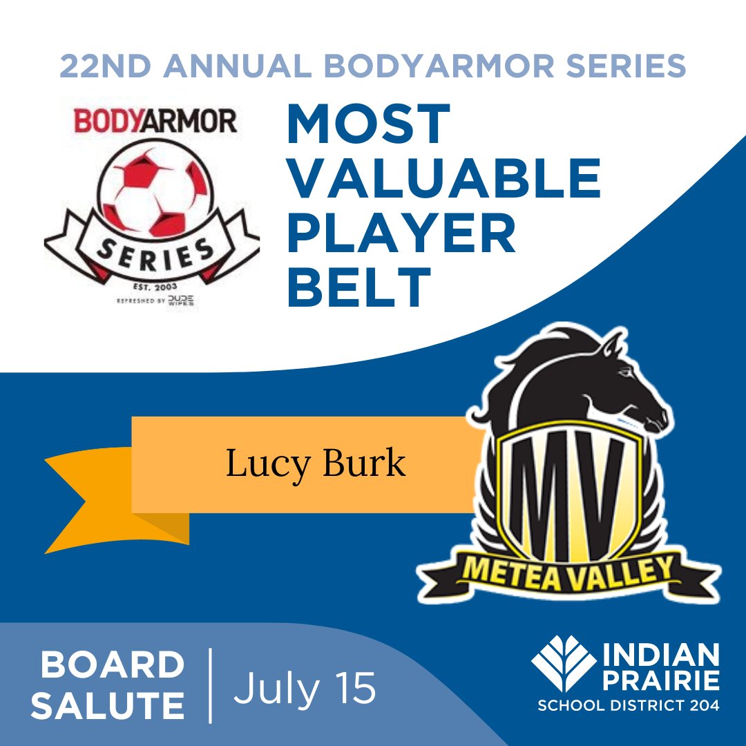 Congratulations to Metea Valley senior, Lucy Burk, for receiving the Most Valuable Player belt at the 22nd annual BodyArmor Series. <a href="/MeteaValley/">Metea Valley HS</a> #boardsalute