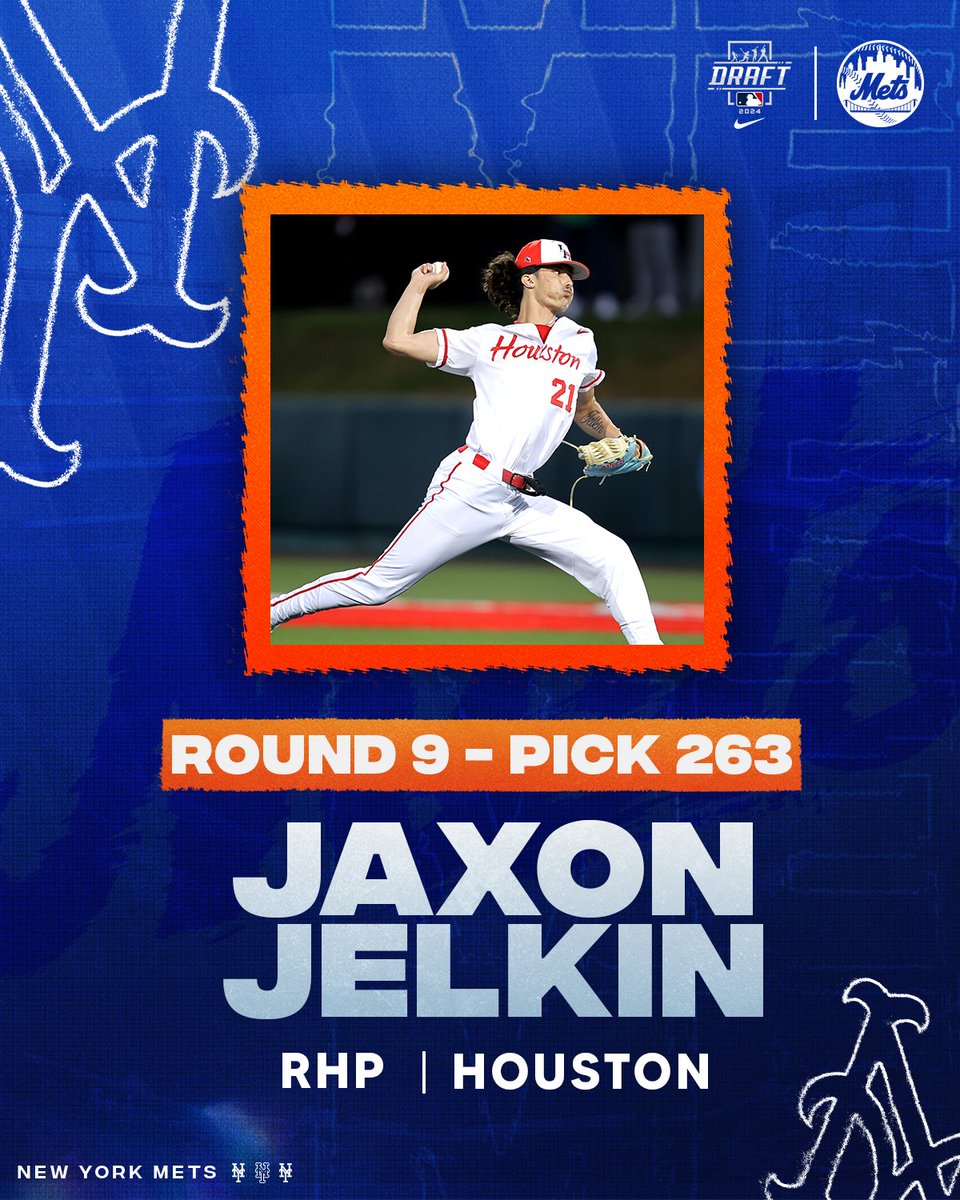 In the ninth round, the <a href="/Mets/">New York Mets</a> have selected RHP Jaxon Jelkin from Houston.