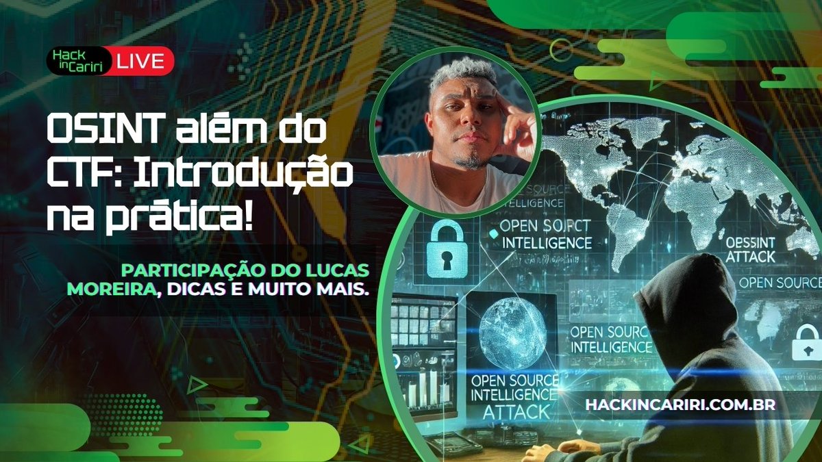 🚨ALERTA DE LIVE HiC!🚨

Dia 18/07/2024 às 20h, live no nosso canal do YouTube! 🎥

Exploraremos o mundo do OSINT com Lucas Moreira! 🔍

Aprenda técnicas de investigação digital e tire suas dúvidas! 🕵️‍♂️💻

Já ative as notificações! 🔔

lnkd.in/dbbeZtAY

#HackInCariri #OSINT