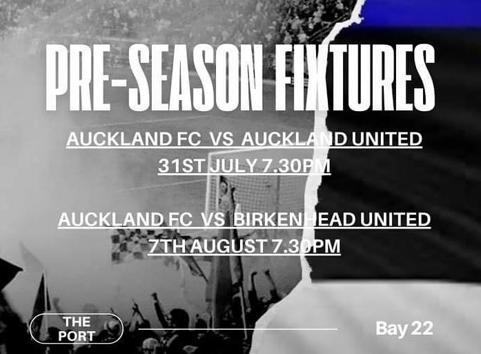 Join The Port - Bay 22  as we get behind @aucklandfc_24 in their first preseason games.

Bring the Noise! 💙🖤
UTP! Up Auckland FC!
See you there!
🔵⚫️⚓️💪

#AucklandFC #UpThePort #UTP #The09