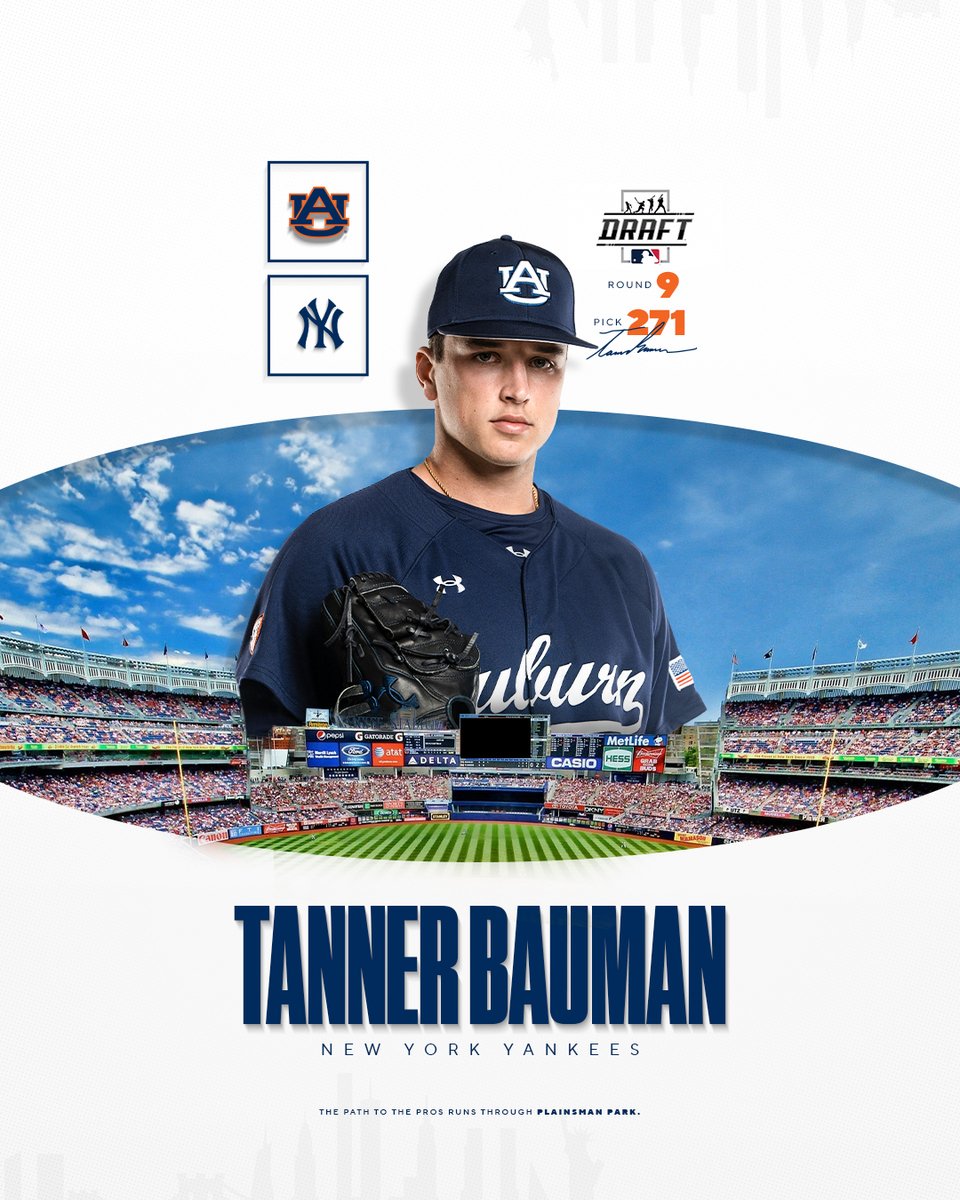 Auburn Baseball (@auburnbaseball) on Twitter photo Bauman to The Big Apple! 🏙️
<a href="/TannerBauman25/">Tanner Bauman</a> is the newest member of the <a href="/Yankees/">New York Yankees</a>!
#WarEagle | #AuburnMade Bauman to The Big Apple! 🏙️
<a href="/TannerBauman25/">Tanner Bauman</a> is the newest member of the <a href="/Yankees/">New York Yankees</a>!
#WarEagle | #AuburnMade