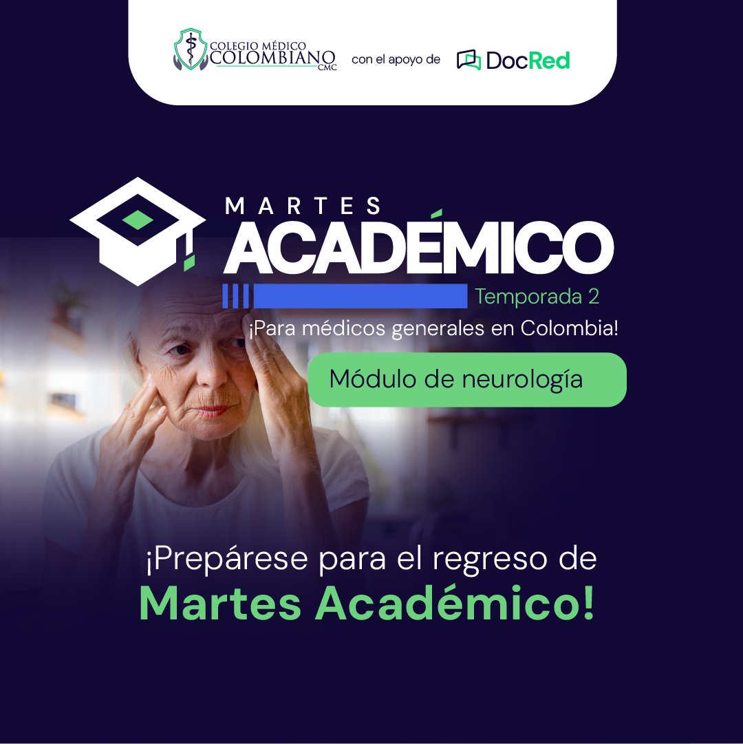 Docredlatam's tweet photo. 📣 ¡Vuelve Martes Académico, en alianza con @ColegioMedicoCo! 📣

📌 Módulo: #Neurología

📌 Próxima sesión: #Demencia

23 de julio
7:00 p.m.

No espere más y agéndese sin costo en https://t.co/8sZD4fI4gJ. 🩺

#DocRed https://t.co/hHrF5ozbbo