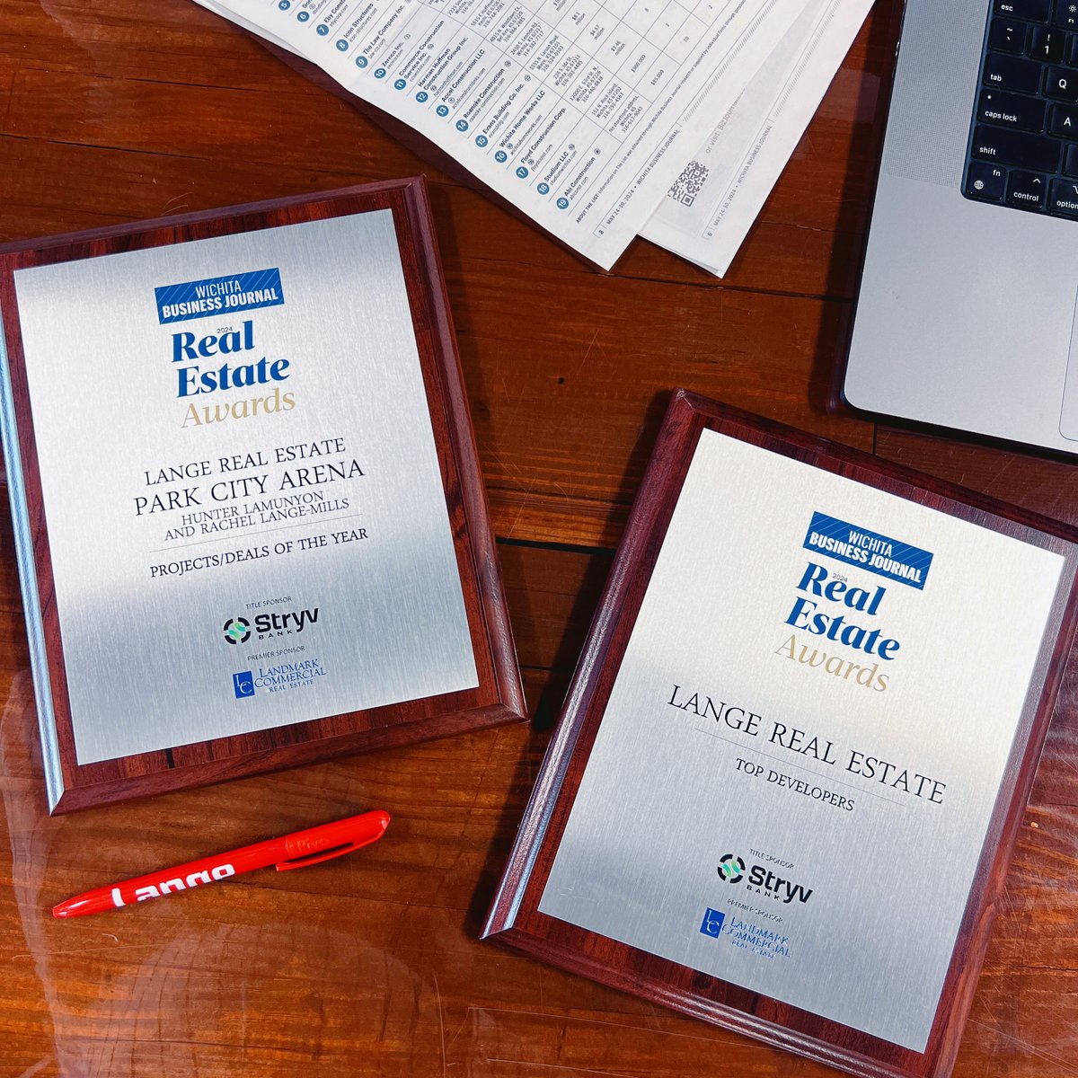 Congratulations to Rachel Lange Mills and Hunter LaMunyon for closing the deal of the year- Park City Arena, formerly known as Hartman Arena and now owned by LANGE Companies! And a BIG congratulations to our development team, for being named Top Developers by <a href="/ICTBizJournal/">Wichita Business Journal</a>